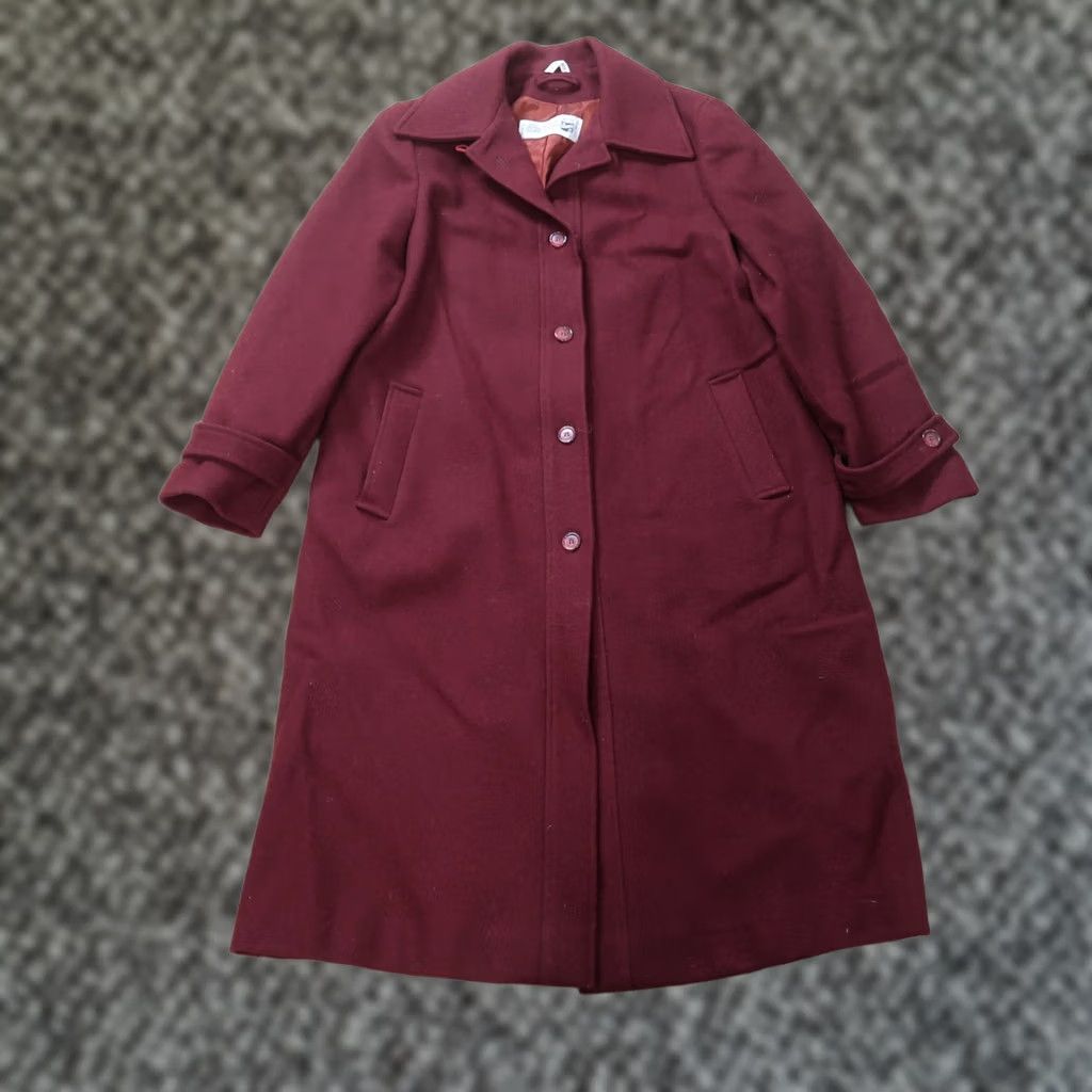 Vintage VINTAGE Saxton Hall Coat Woman's 20 Red Wool Long Overcoat Button Lined 80s 90s USA Mens Women Girls Size 3XL / US 20-22 - 1 Thumbnail