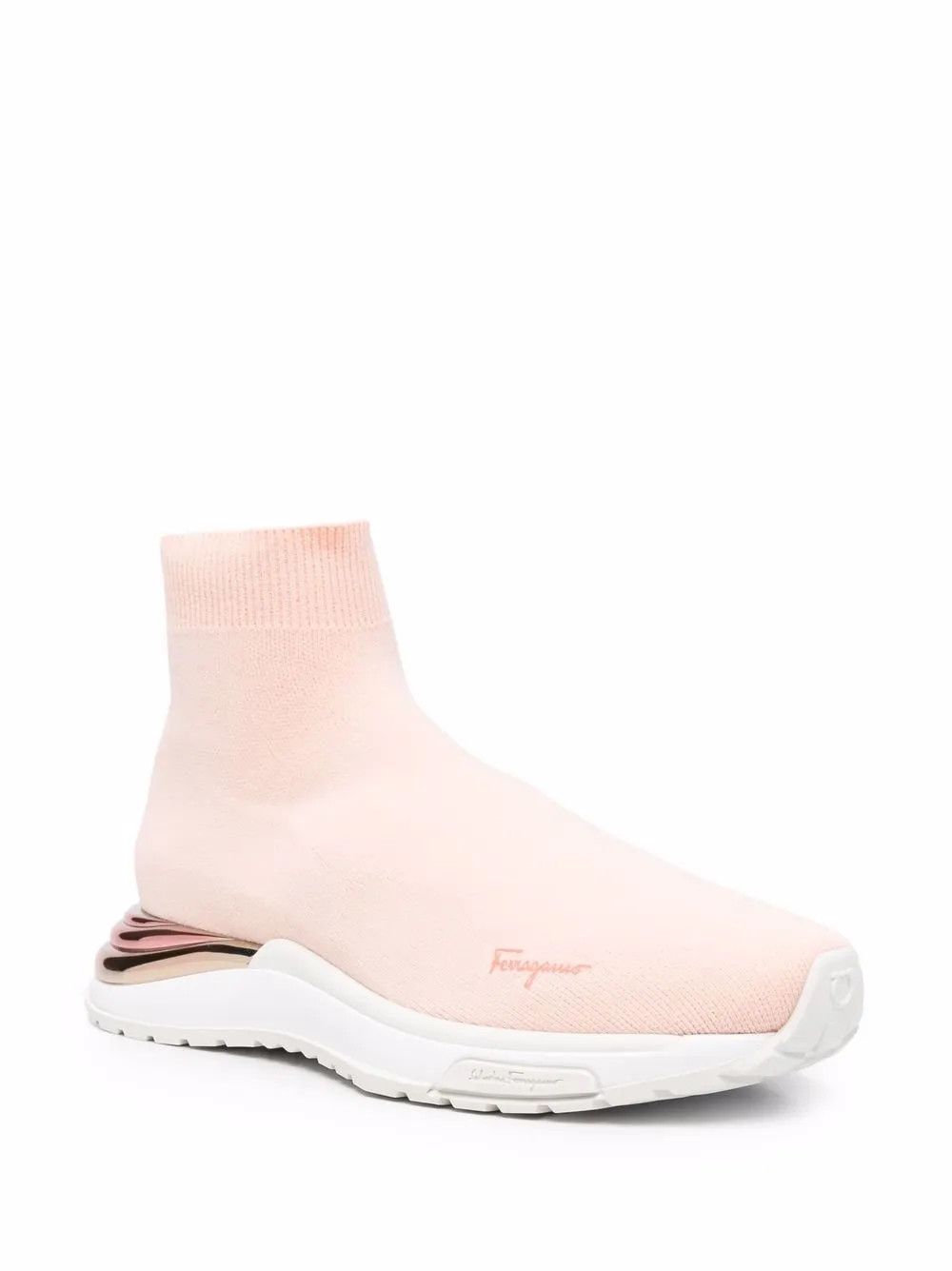 Salvatore Ferragamo o1y0426 Hi-Top Sneakers in Light Pink Size US 7.5 / IT 37.5 - 2 Thumbnail