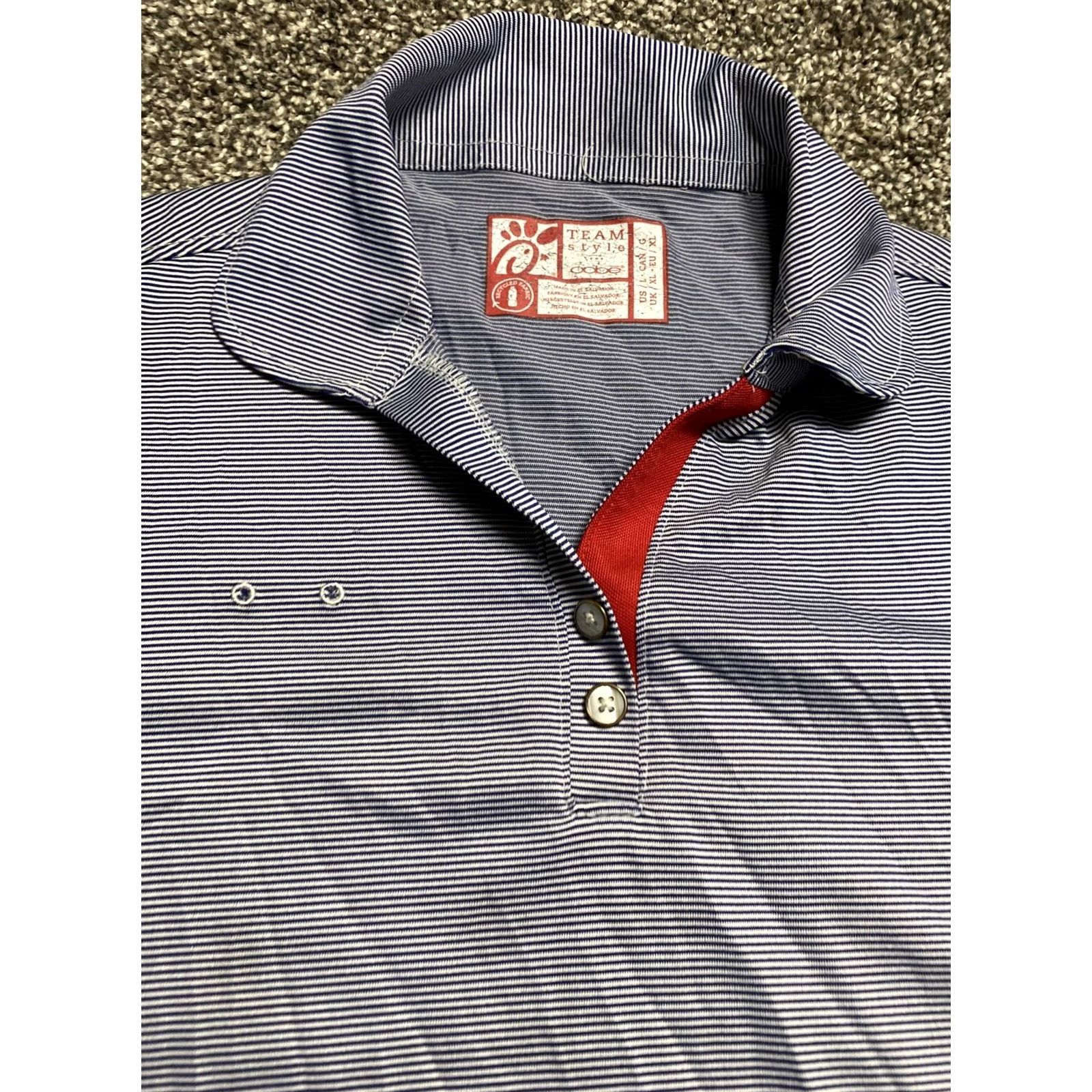Vintage CHICKFILA Shirts Employee LOT OF 2 Gray Striped Womens Polo Uniform Oobe Large Size L / US 10 / IT 46 - 2 Thumbnail