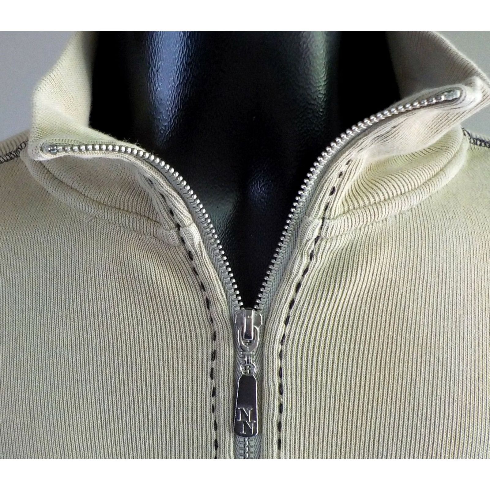 Nat Nast NAT NAST 1/4 Zip Pullover Sweater Beige with Black Stitching SZ LARGE Mens Size US L / EU 52-54 / 3 - 2 Thumbnail