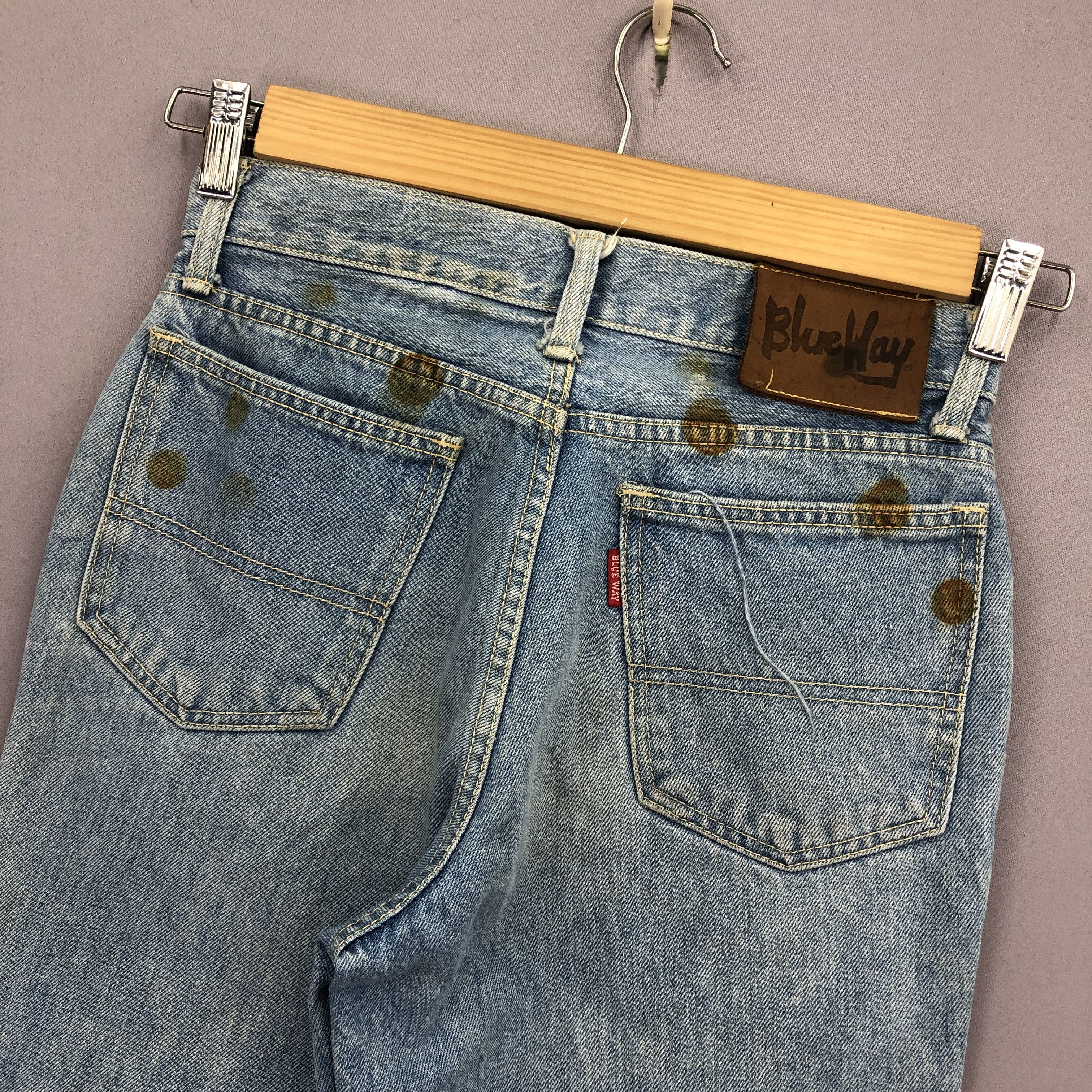 Japanese Brand Vintage Blueway Faded Jeans 90s Dirty Blueway Denim Size 24" / US 00 / IT 34 - 6 Thumbnail
