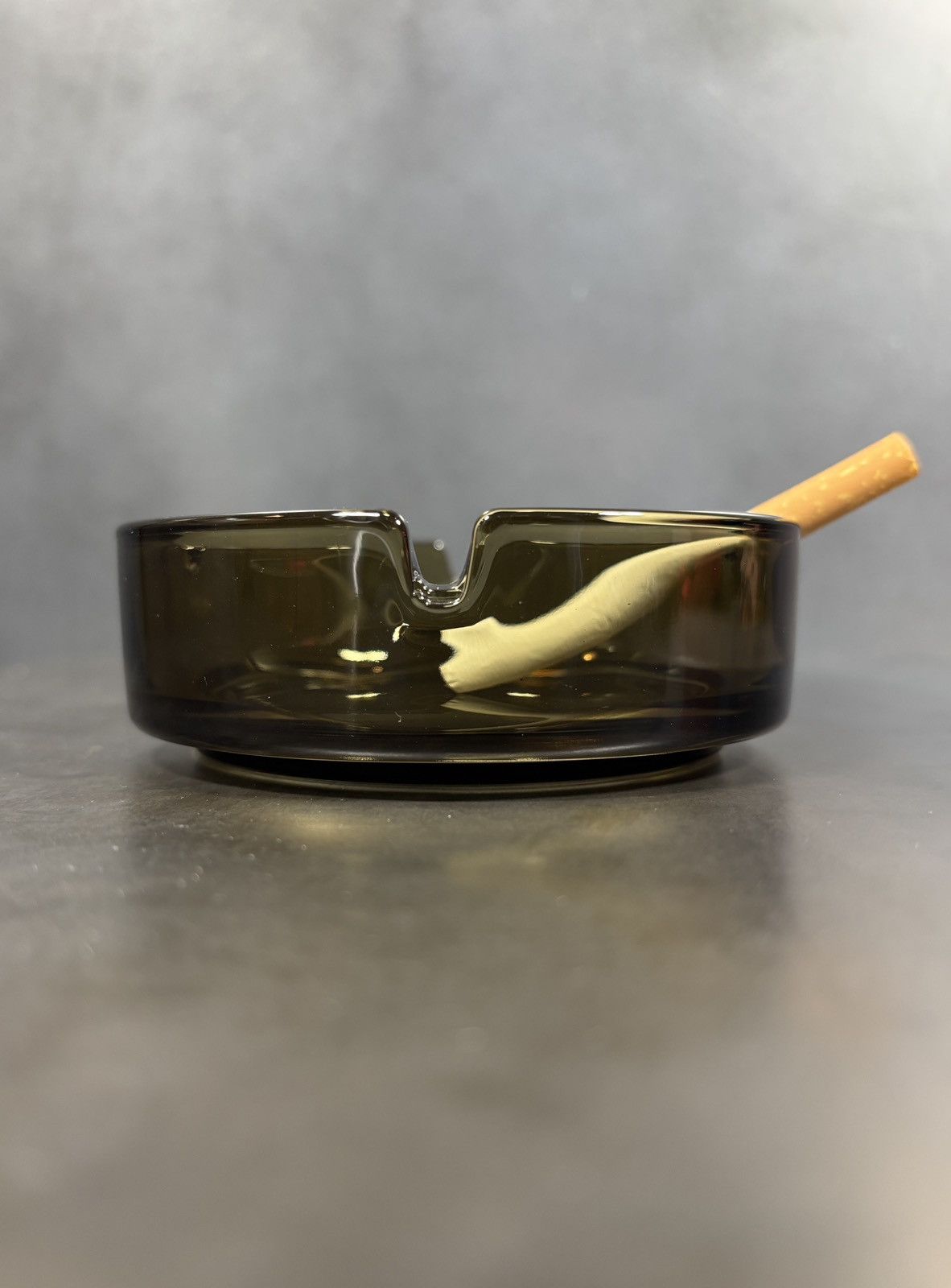 Vintage 1970s Vintage Ashtray Smoked Glass Made in France MCM Ash Size ONE SIZE - 2 Thumbnail
