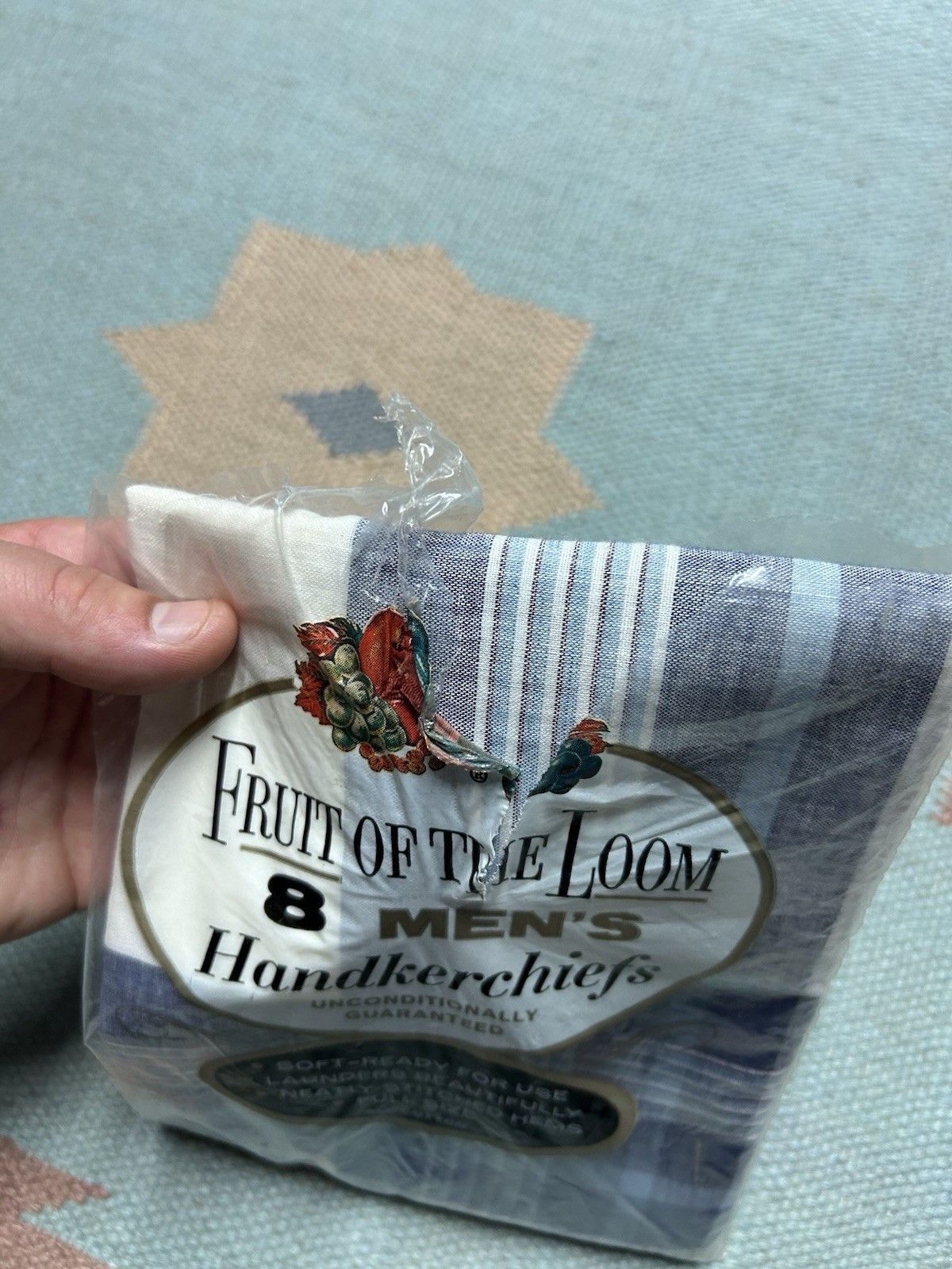 Vintage Vtg 60s fruit of the loom handkerchiefs 8 pack plaid cotton Size ONE SIZE - 3 Thumbnail