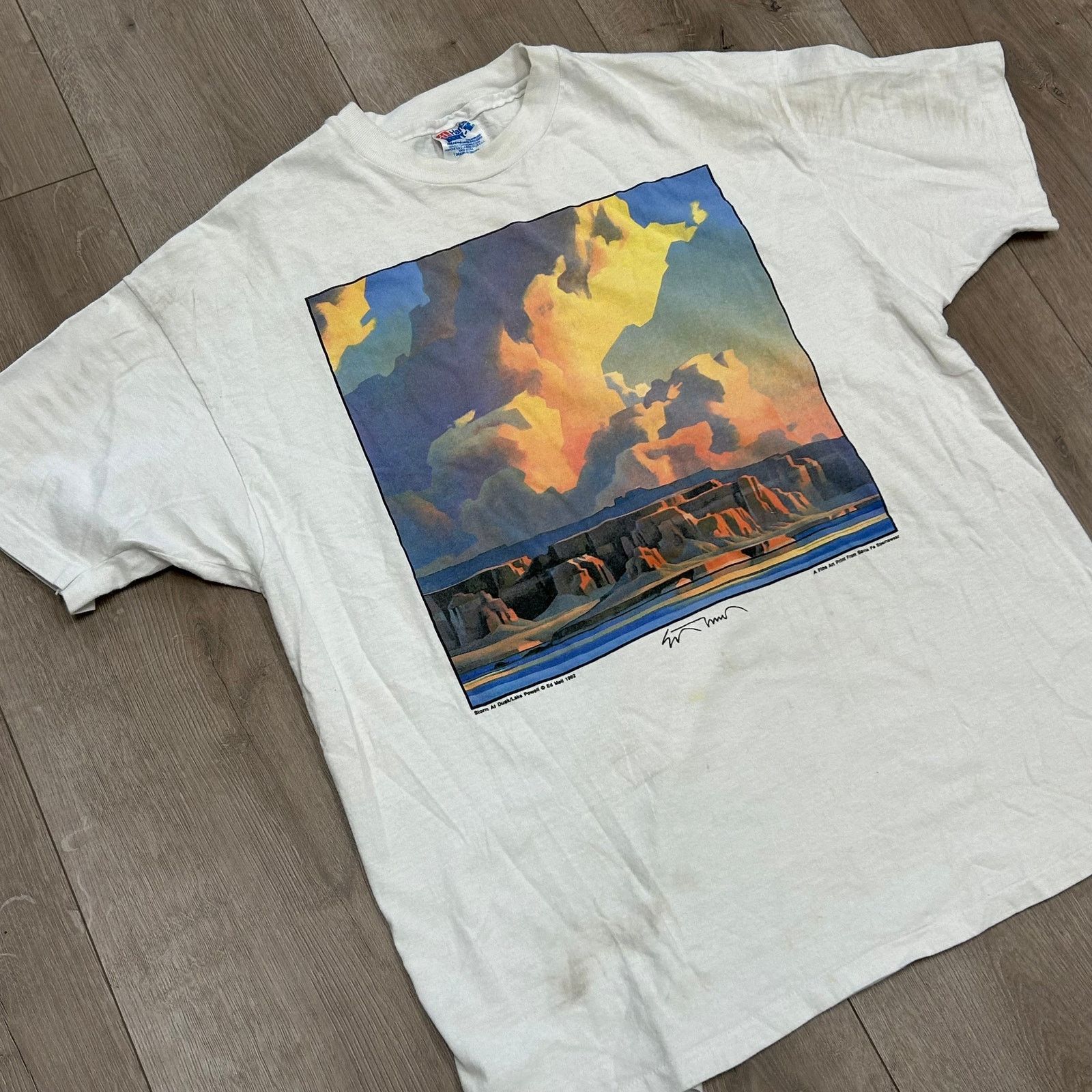 Vintage Vintage 1992 Ed Mell Storm at Dusk / Lake Powell Art Tee Size US XL / EU 56 / 4 - 2 Thumbnail