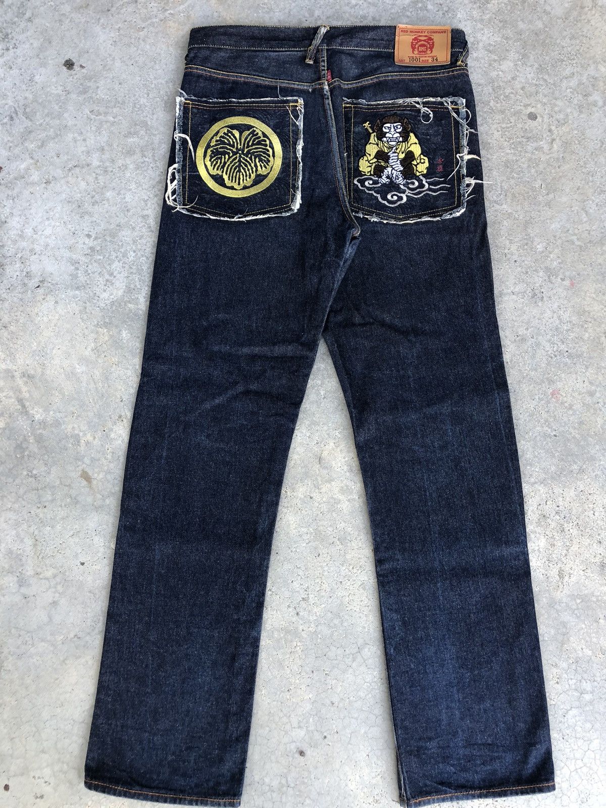 RMC Jeans Red Monkey Company Embroidered Jeans Distressed Jeans Size US 34 / EU 50 - 1 Thumbnail
