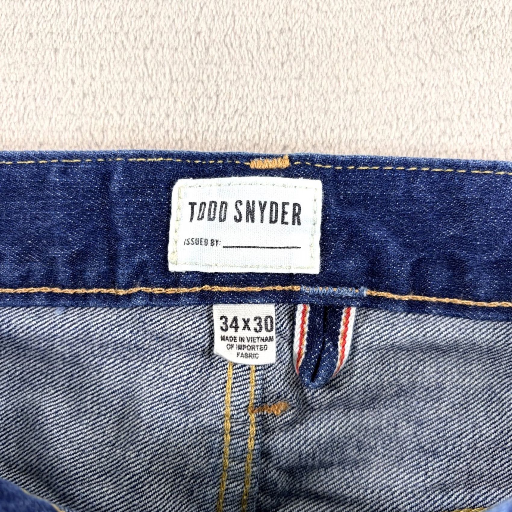 Todd Snyder Todd Snyder Jeans in Blue Wash Mens 34x29 12.5oz Selvedge Denim Classic Fit Straight 5-Pocket Denim Jeans USA Theme Button Closure Regular Waist Size US 34 / EU 50 - 3 Thumbnail