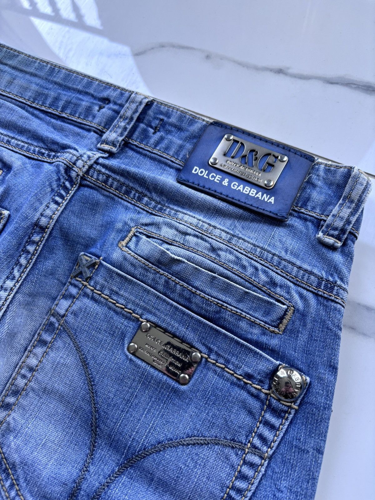 Dolce & Gabbana Vintage Y2K Dolce Gabbana Jeans 00’s Big Logo Washed Denim Size US 29 - 5 Thumbnail