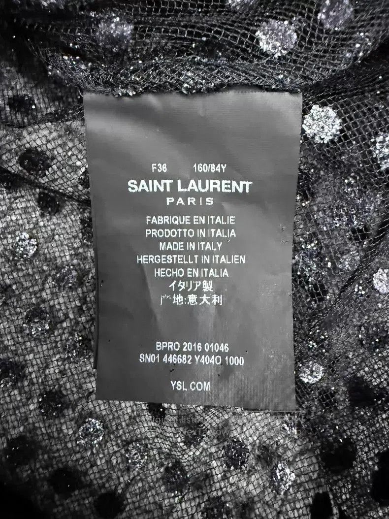 Saint Laurent Paris Saint Laurent Paris Shiny Sequin Polka Dot Mesh Cut-Out Sh Size XS / US 0-2 / IT 36-38 - 4 Thumbnail