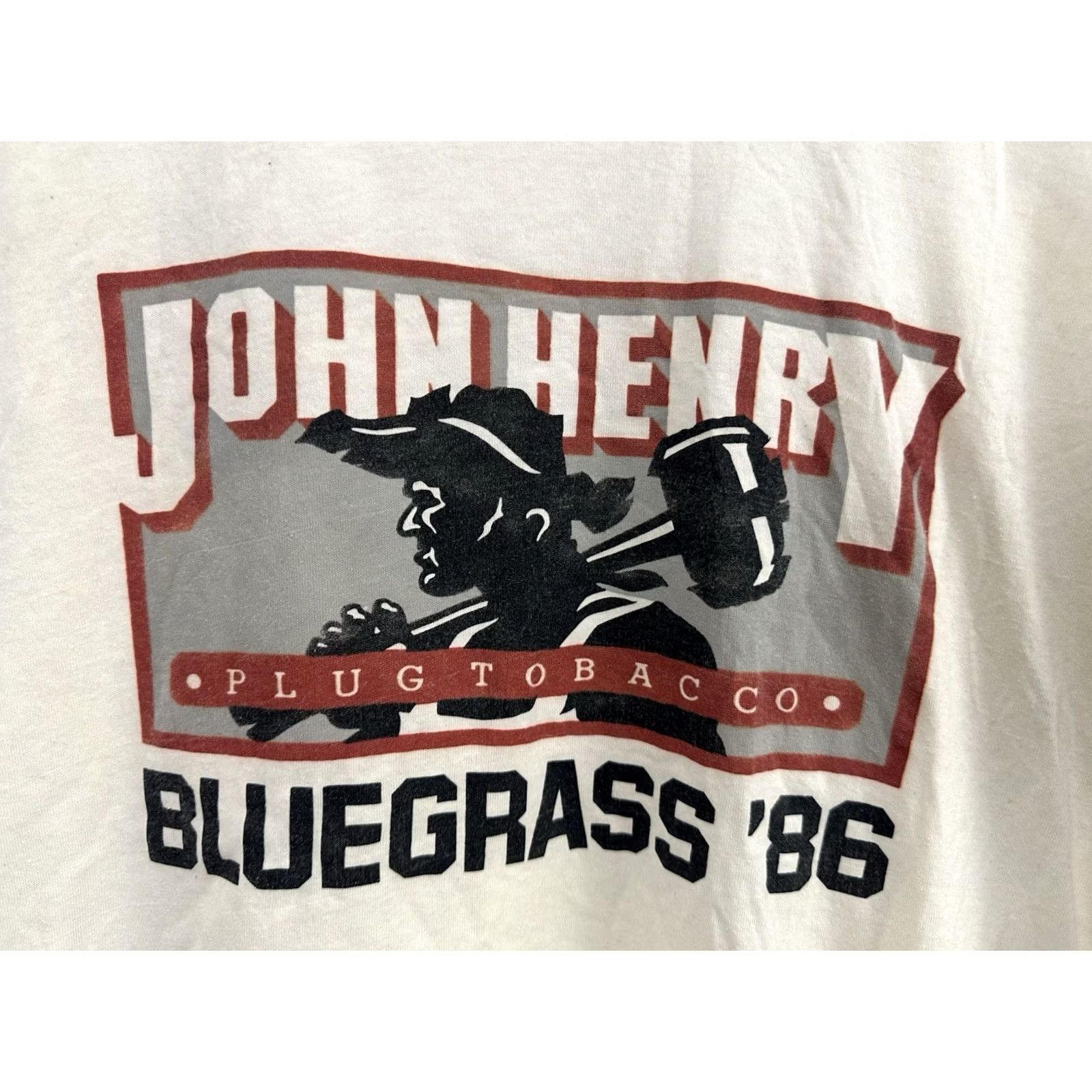 Vintage VTG 80s John Henry Plug Tobacco Bluegrass 1986 Ringer Paper Thin T-Shirt Size L Shirt Mens White Nike Size US L / EU 52-54 / 3 - 4 Thumbnail
