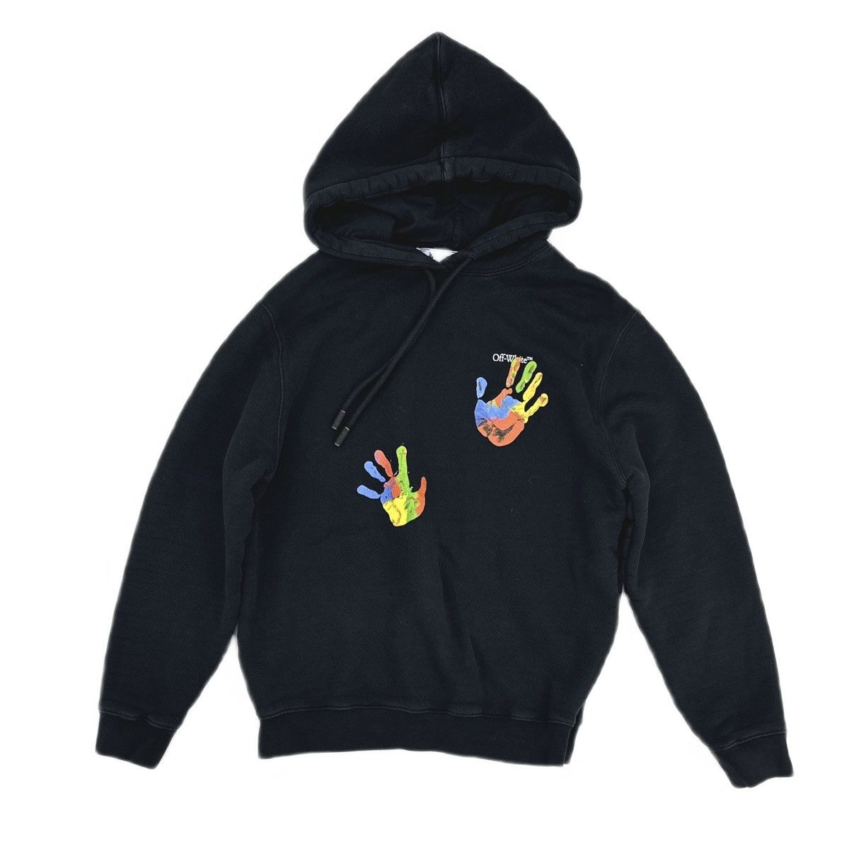 Off-White Off-White Hand-Print Drawstring Hoodie Size S / US 4 / IT 40 - 1 Thumbnail