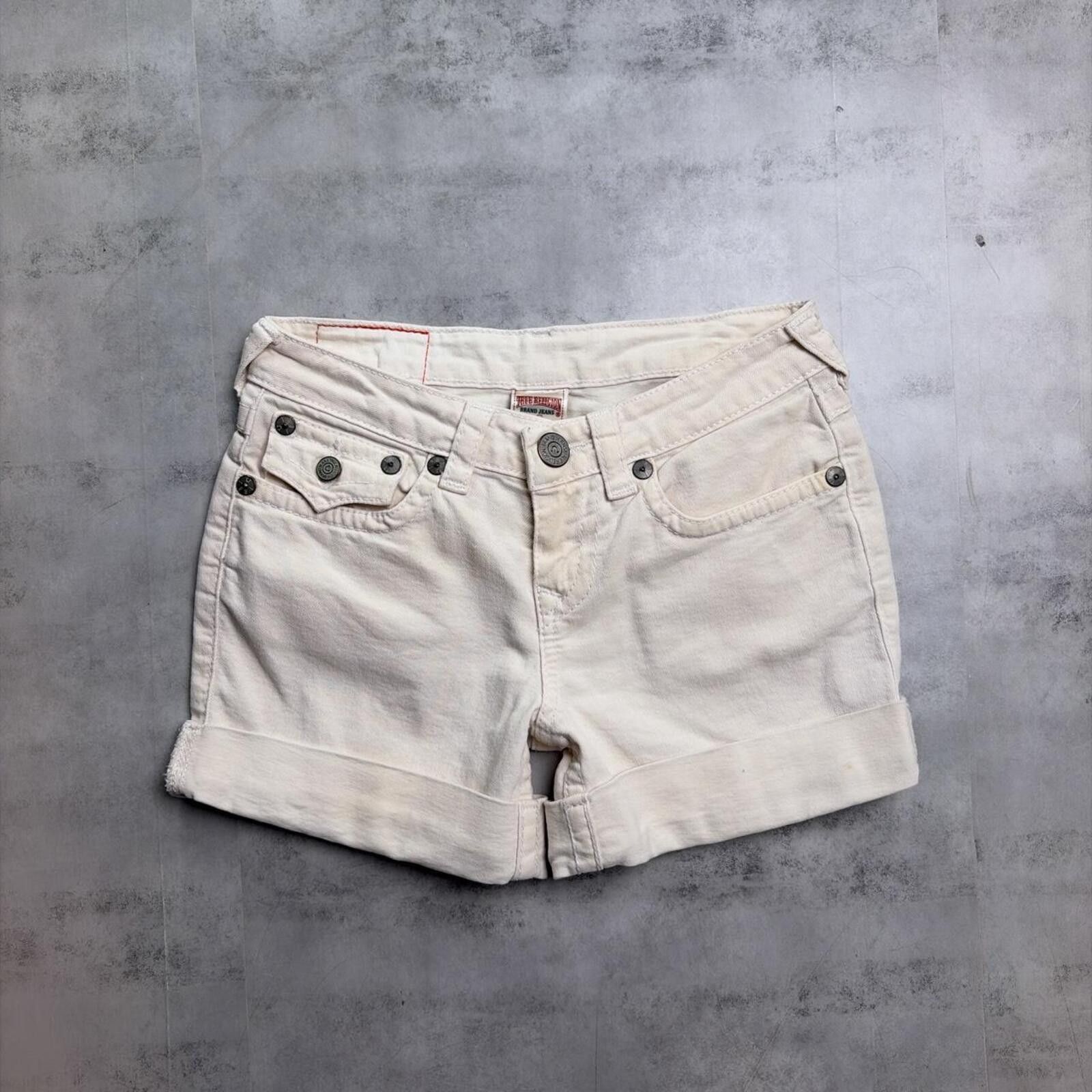 True Religion Y2K White True Religion Grunge Mini Denim Shorts Size 30" / US 8 / IT 44 - 2 Thumbnail