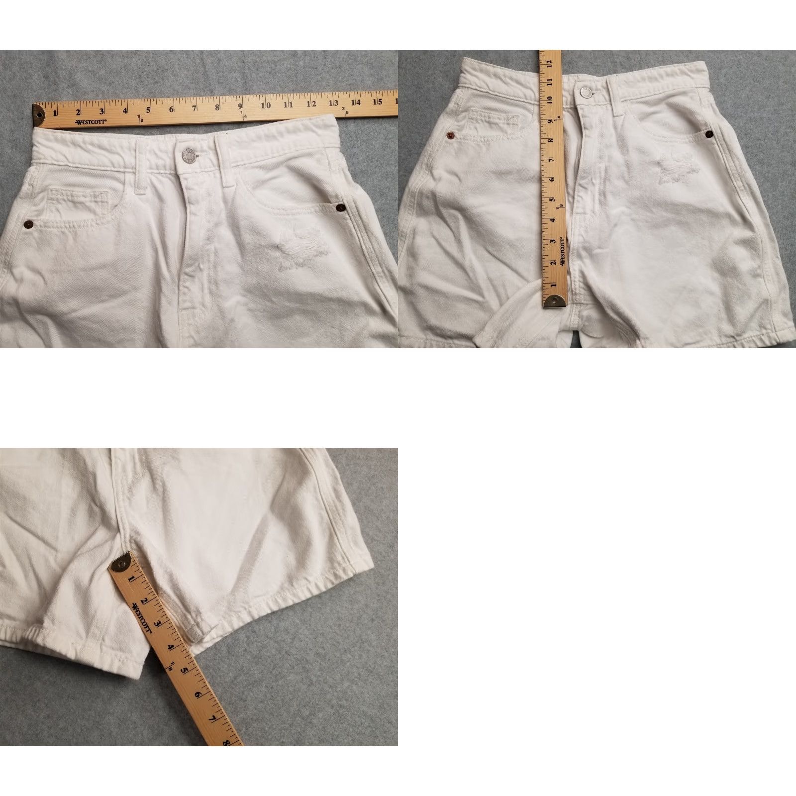 Denime VINTAGE Cello Shorts Womens Small White 100% Cotton Denim Distressed Faded Casual Jeans Size 28" / US 6 / IT 42 - 8 Thumbnail