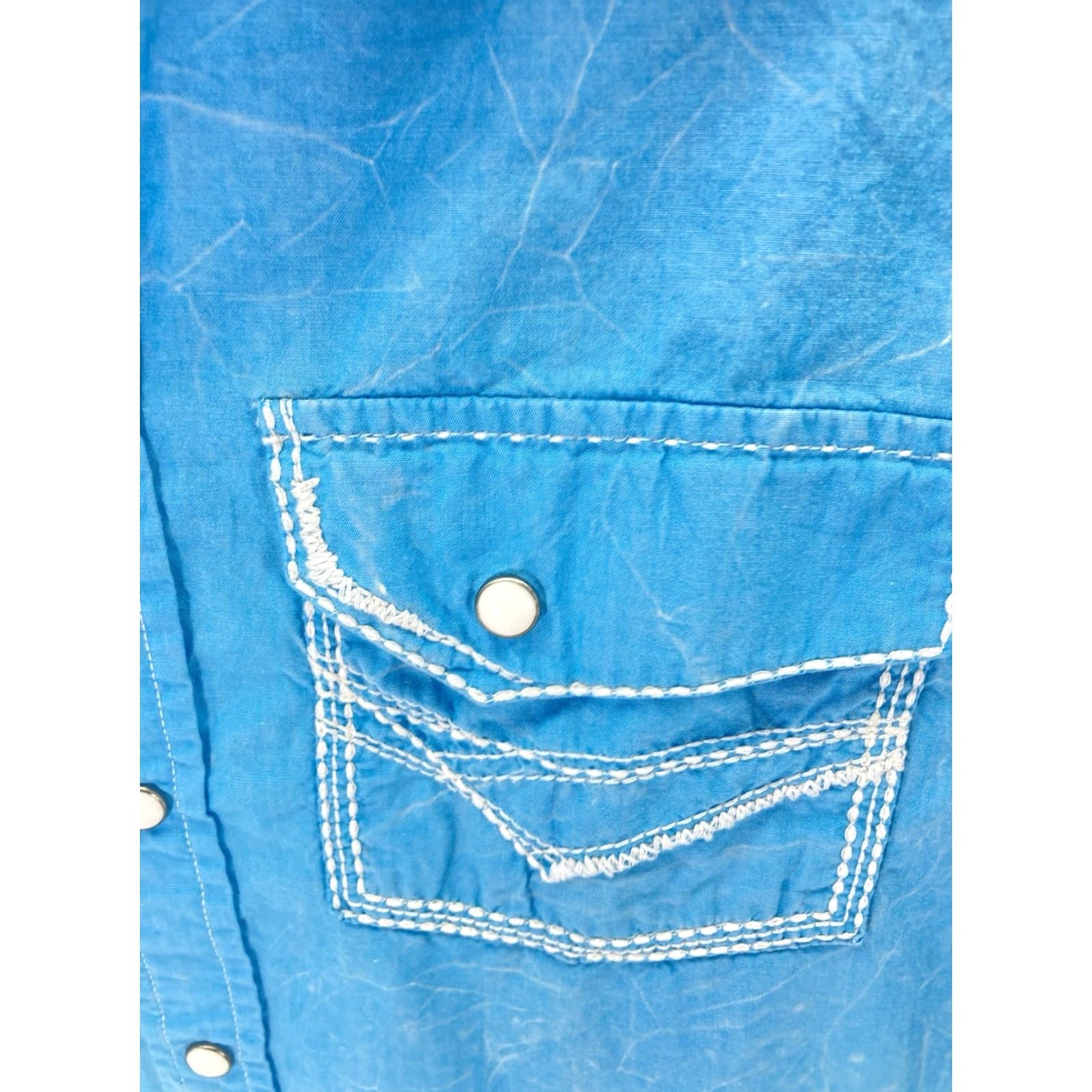 Vintage VINTAGE Rock Roll Cowboy Pearl Snap Shirt Men Small Turquois Blue Long Sleeve Western Mens S Blue 20 Across Chest 28 Shoulders to Waist Size US S / EU 44-46 / 1 - 4 Thumbnail