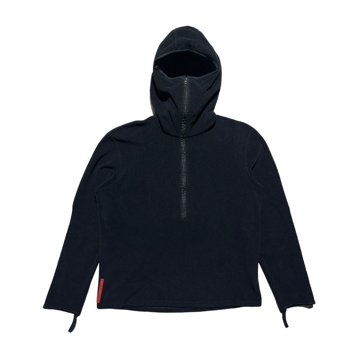 image of Prada Archive Balaclava Mask Tech Hoodie in Black, Men's (Size Medium)