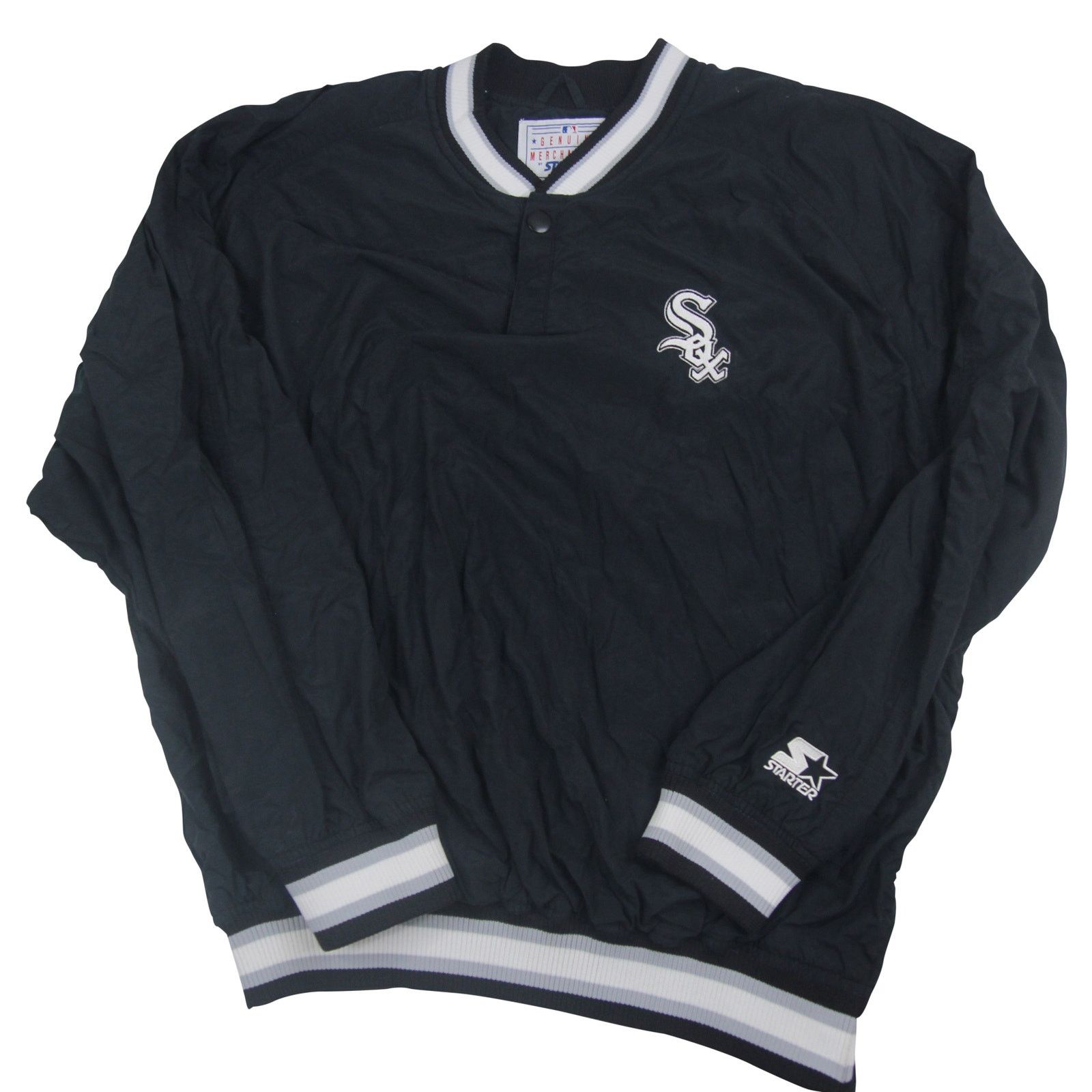 image of Mlb x Starter Vintage Starter Chicago White Sox All Sewn Windbreaker in Black, Men's (Size Large)