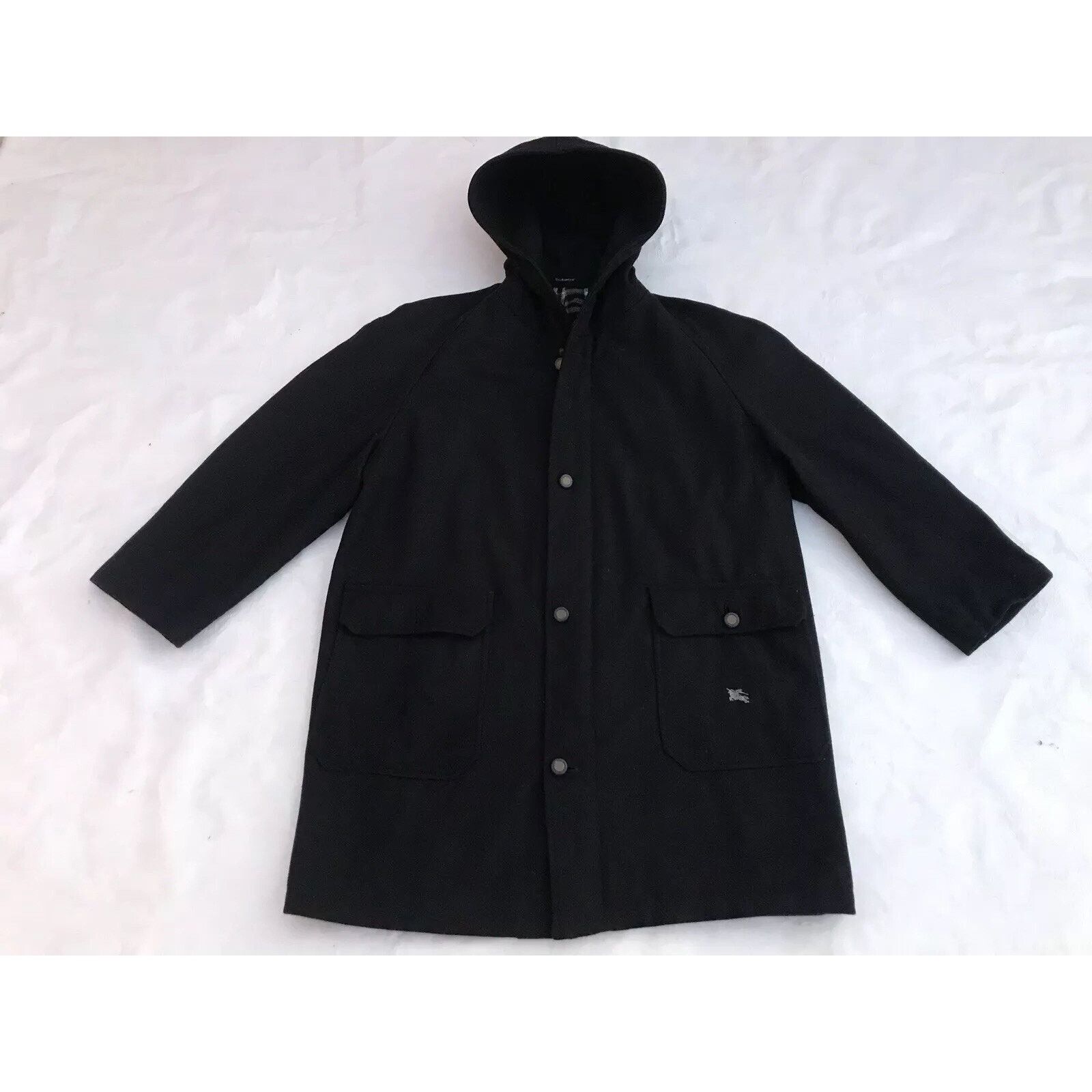 Burberry burberry coat jacket hooded wool nova check blue navy men Size US L / EU 52-54 / 3 - 6 Thumbnail