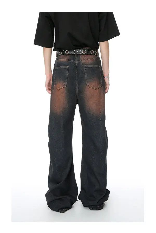 Japanese Brand Vintage loose rivet gradient wide-leg distressed jeans Size US 32 / EU 48 - 5 Thumbnail