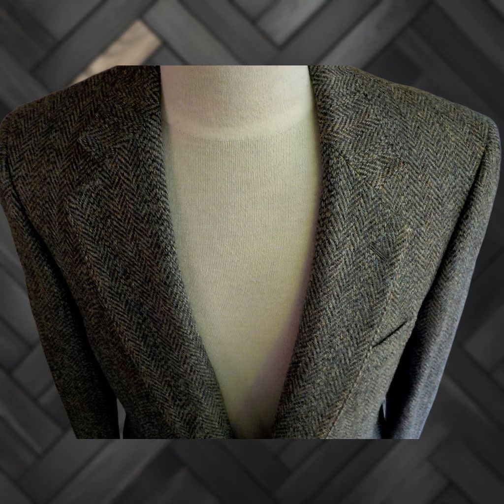 Harris Tweed HARRIS TWEED for Today's Man 2 Button Herringbone Blazer Gray/Milticolor 42R SZ 42R Regular Wool Tweed Blazer Mens Size 42R - 1 Thumbnail