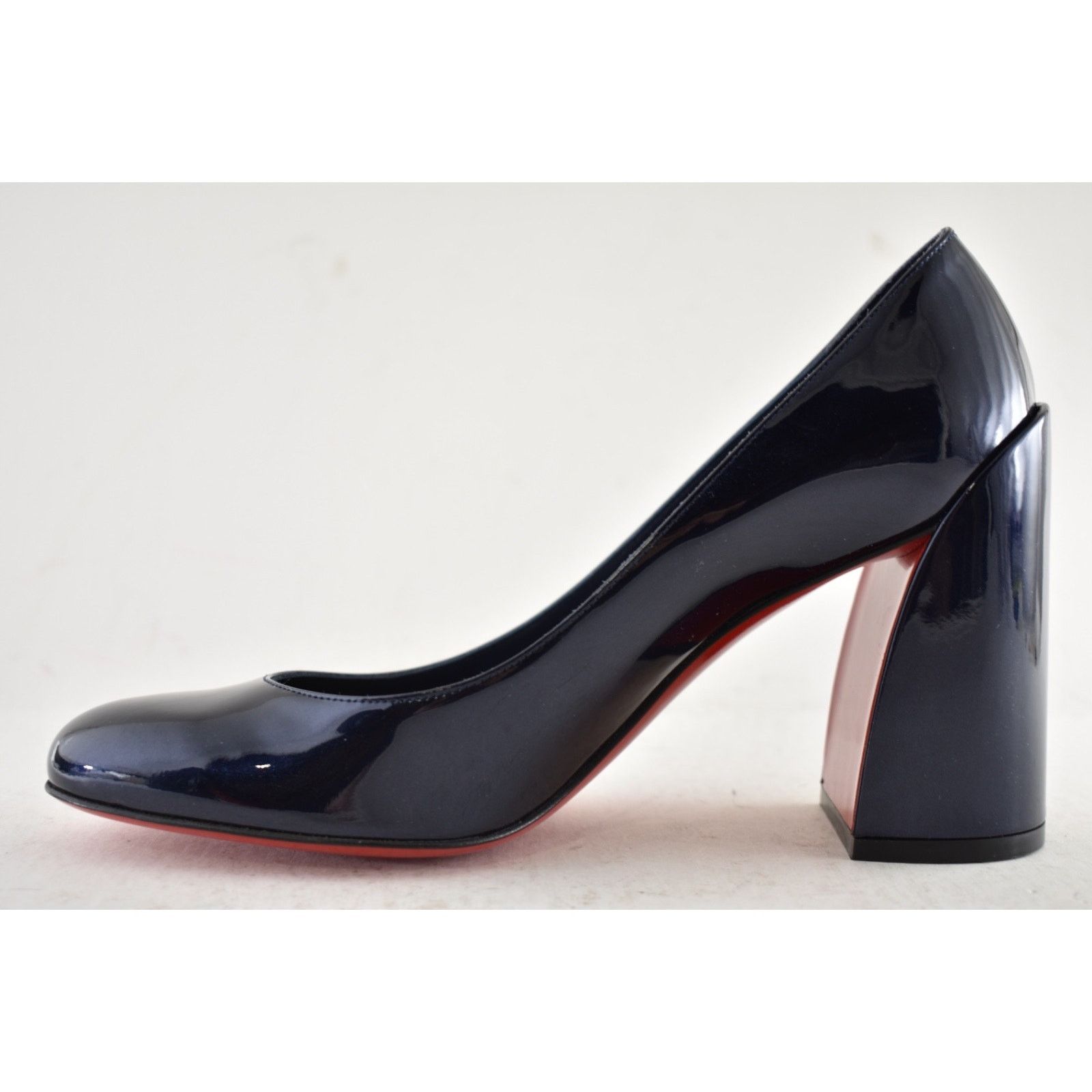 Christian Louboutin Louboutin Miss Sab 85 Zaffiro Navy Patent Block Heel Pump 37 Size US 7 / IT 37 - 13 Thumbnail