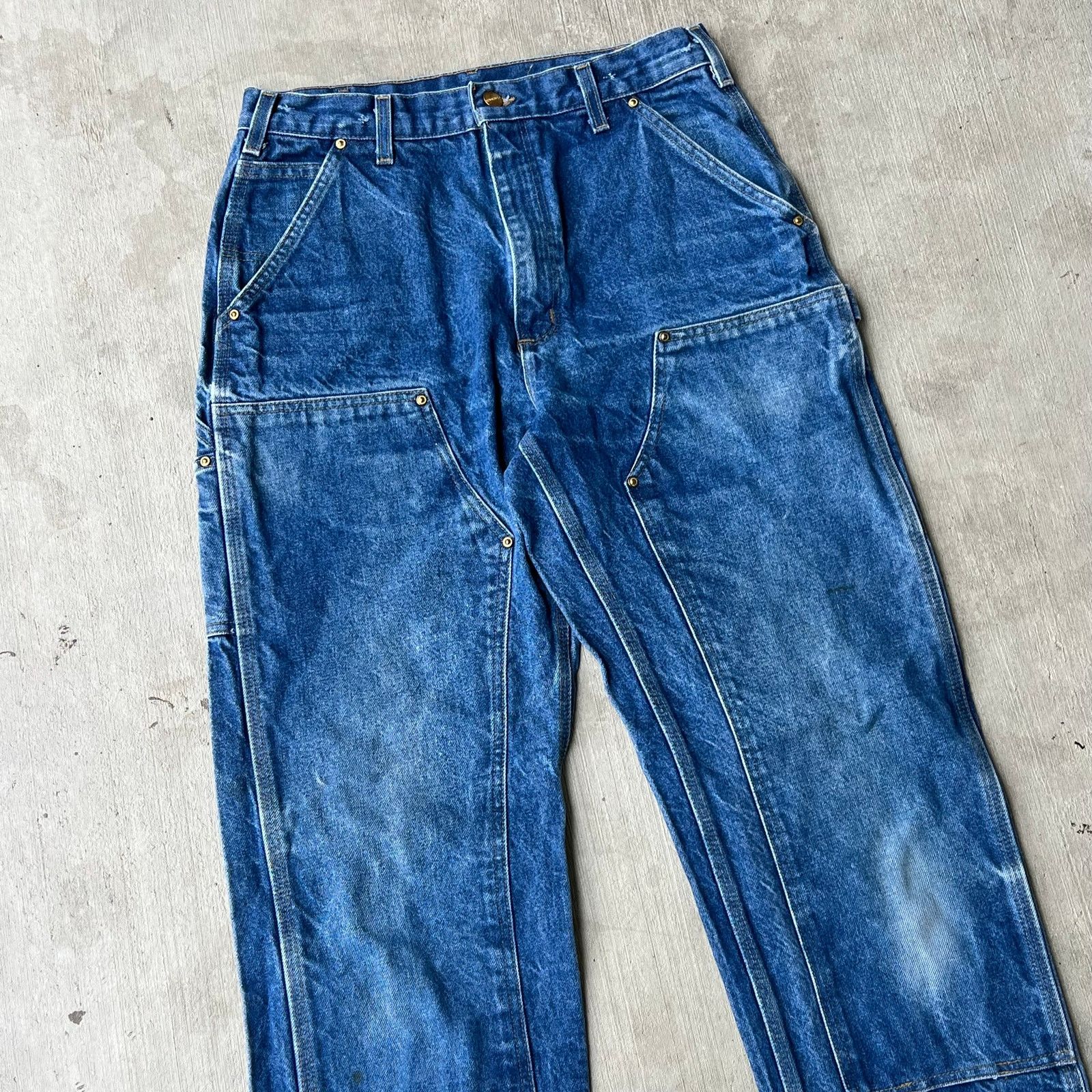 Carhartt × Vintage Carhartt blue denim jeans double knee work carpenter pants Size US 30 / EU 46 - 2 Thumbnail