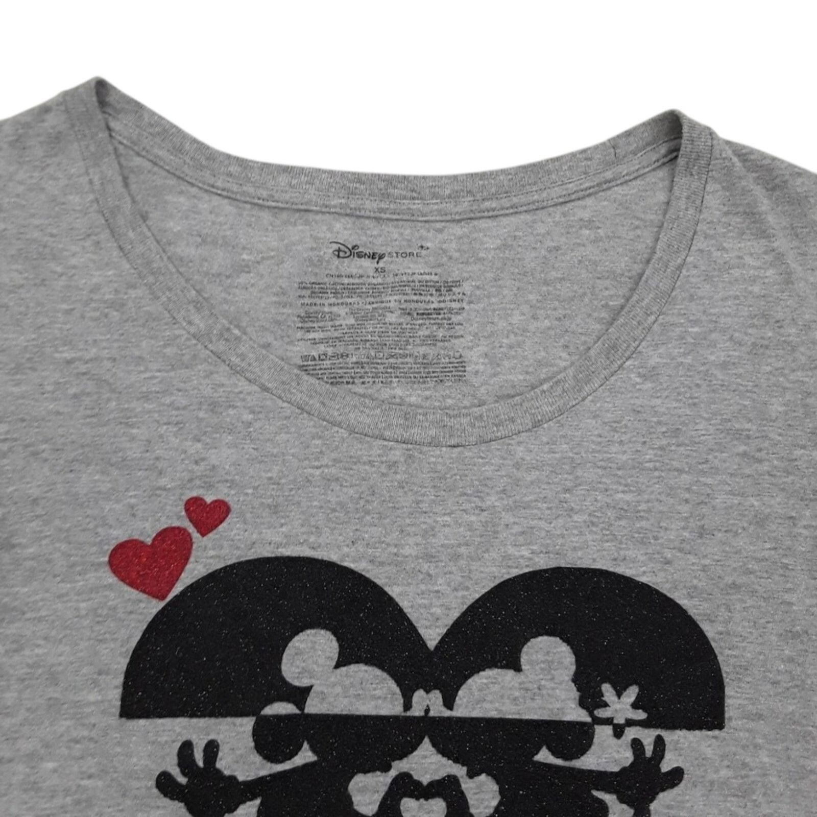 Disney DISNEY Mickey & Minnie T-shirt XS Gray Black Glitter Sparkle Size XS / US 0-2 / IT 36-38 - 6 Thumbnail