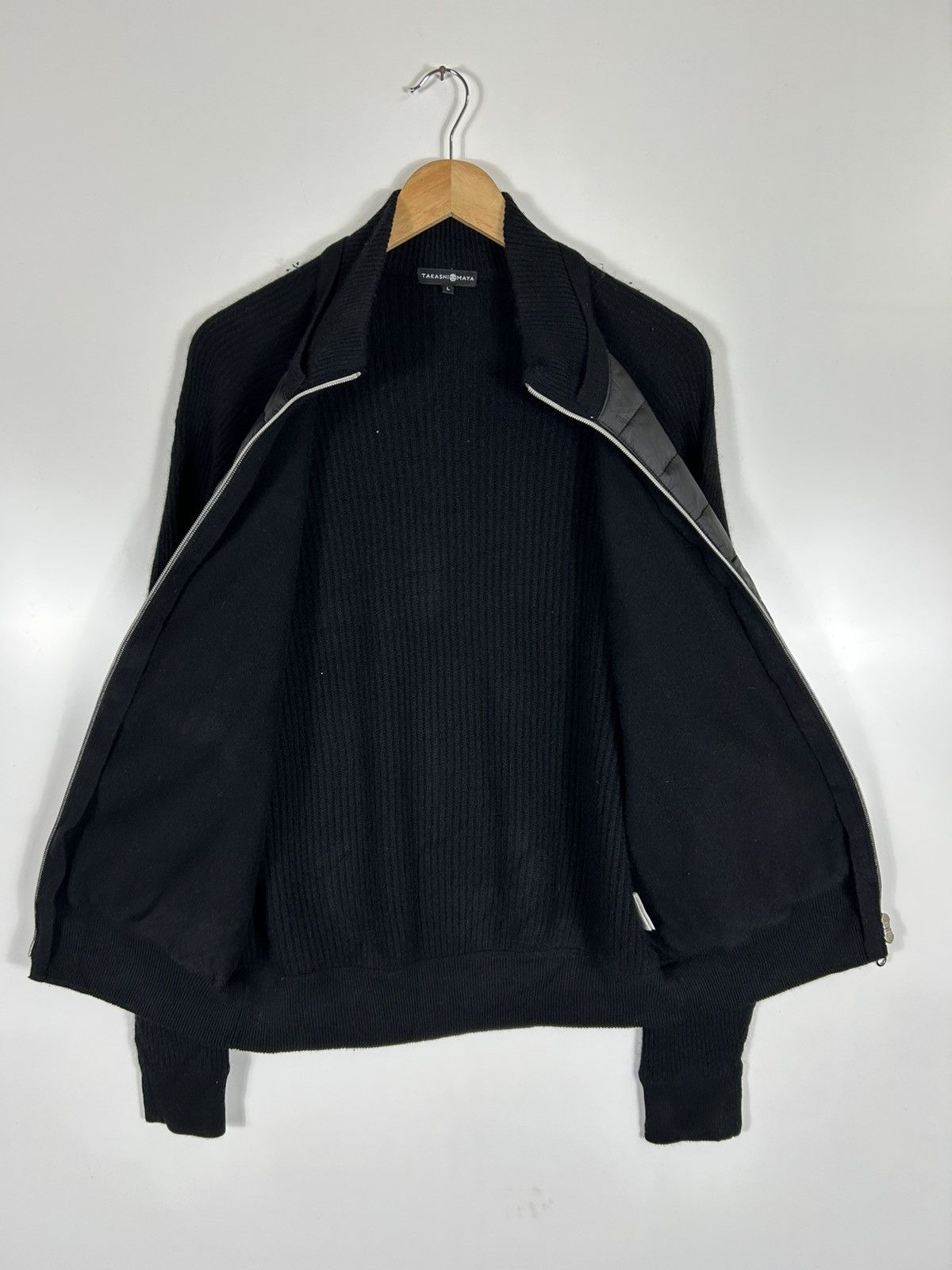 Homespun Knitwear × Japanese Brand 🔥TakashiMaya Quilted Sleeve Knit Zipper Jacket Size US L / EU 52-54 / 3 - 8 Thumbnail