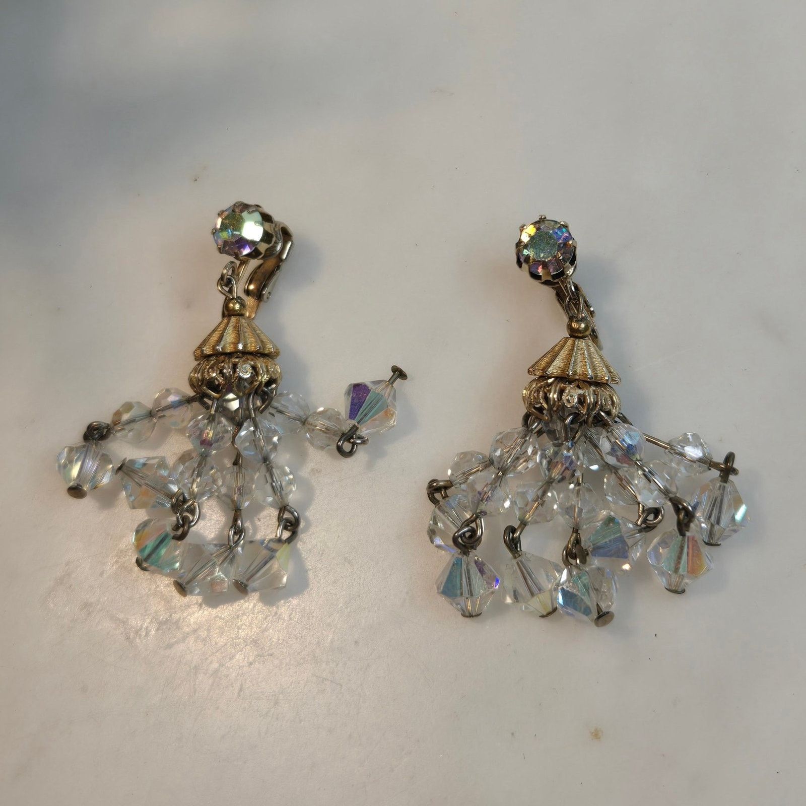 Vintage Vintage Crystal Beaded Chandelier Earrings Size ONE SIZE - 2 Thumbnail