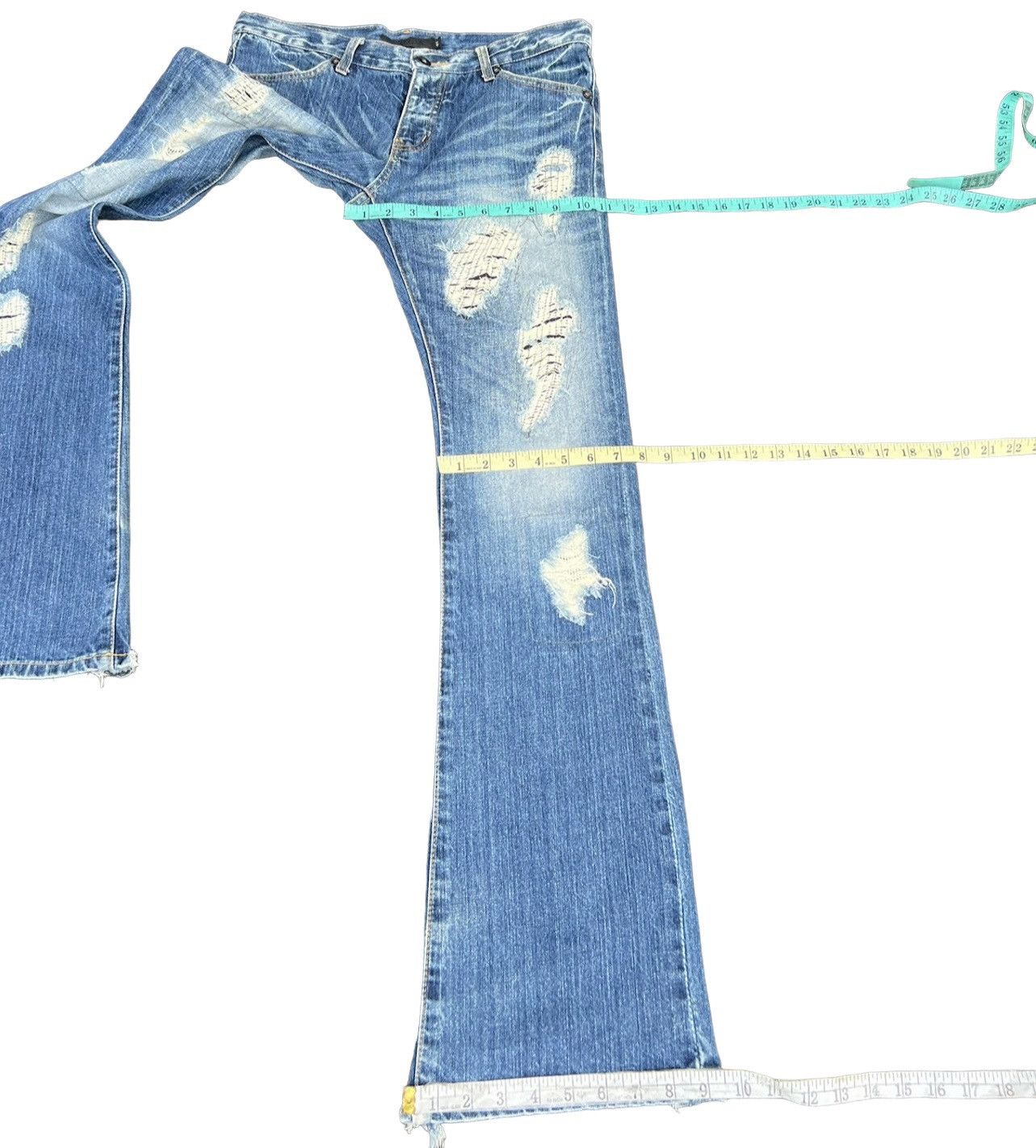 Japanese Brand × Vanquish × Vintage Vintage FUGA Japan Rips Distress Denim Flare Jeans Size US 31 - 4 Thumbnail