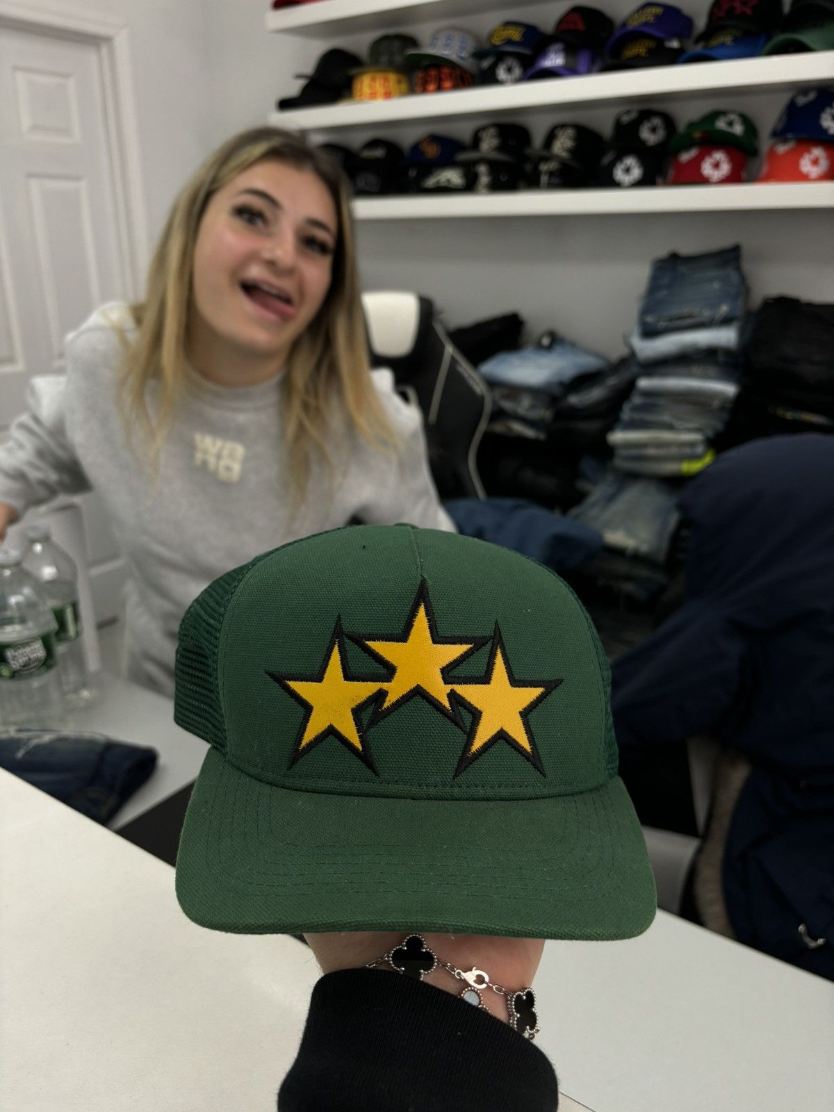 image of Amiri 3 Star Green Cap, Men's