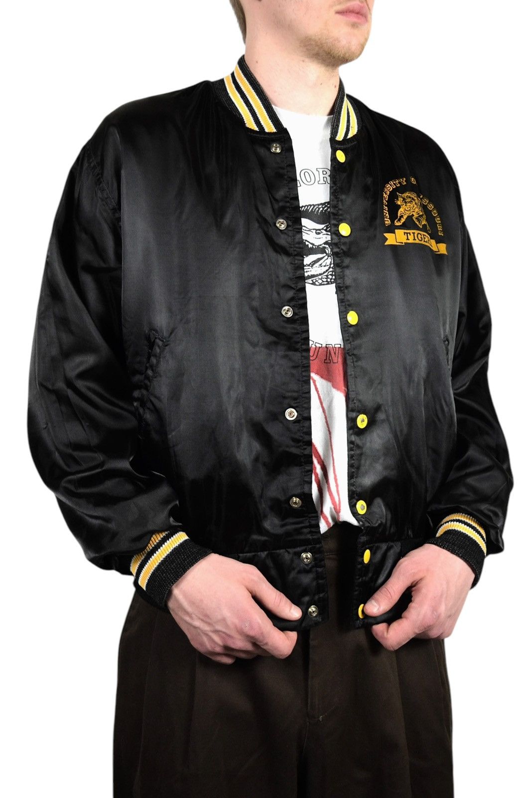 Vintage 80s Vintage Tigers Satin College Nylon Bomber Jacket Size US M / EU 48-50 / 2 - 6 Thumbnail
