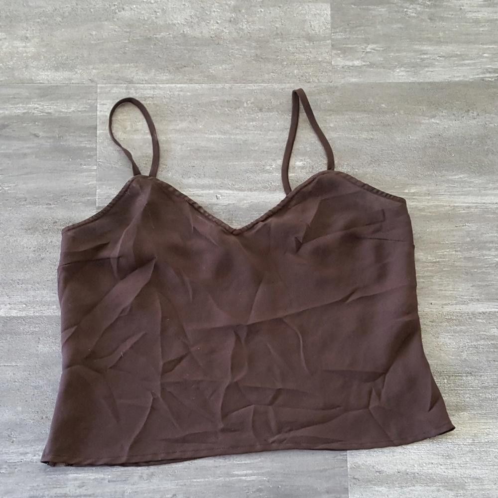 Designer Chocolate Cropped Basic Dressy Tank Size L / US 10 / IT 46 - 1 Thumbnail