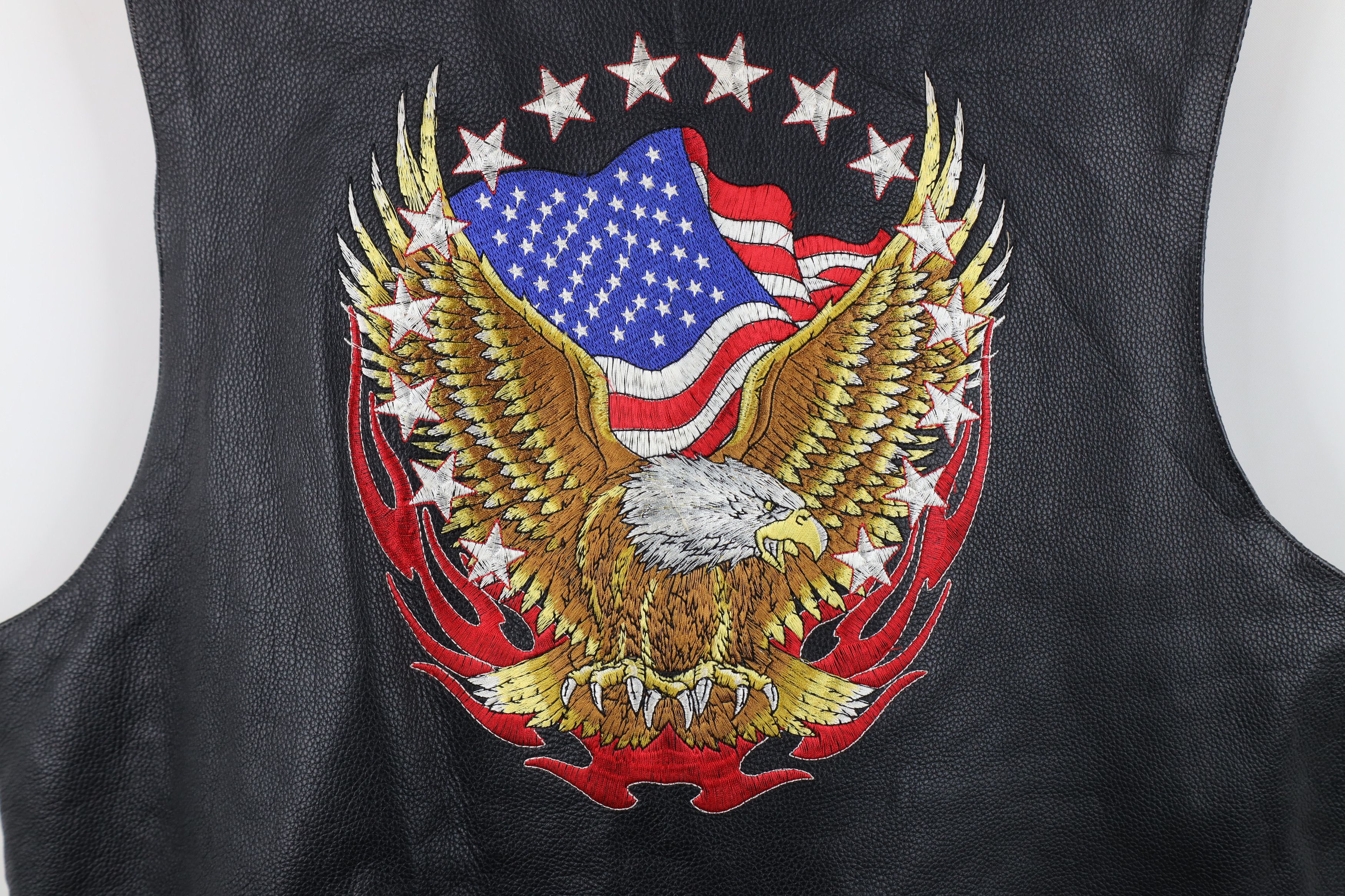 Vintage Vintage 90s Streetwear Flag Eagle Tribal Leather Moto Vest Size US XXL / EU 58 / 5 - 13 Thumbnail