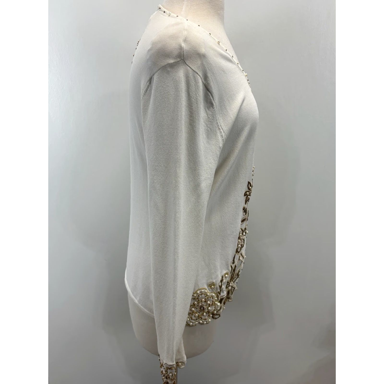 Vintage NEW! Vtg Just B Cardigan Sz Large Women’s Ivory Beaded Embroidered Embellished Size L / US 10 / IT 46 - 4 Thumbnail