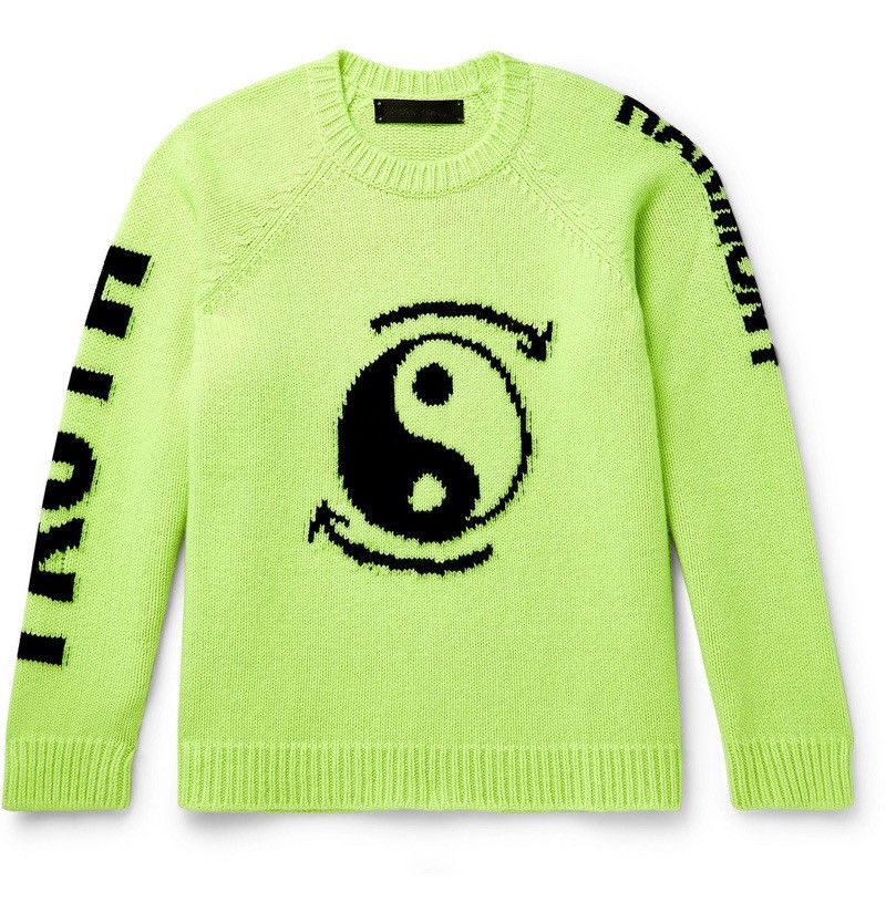 The Elder Statesman The Elder Statesman - Intarsia Cashmere Sweater - Green Size US L / EU 52-54 / 3 - 1 Thumbnail