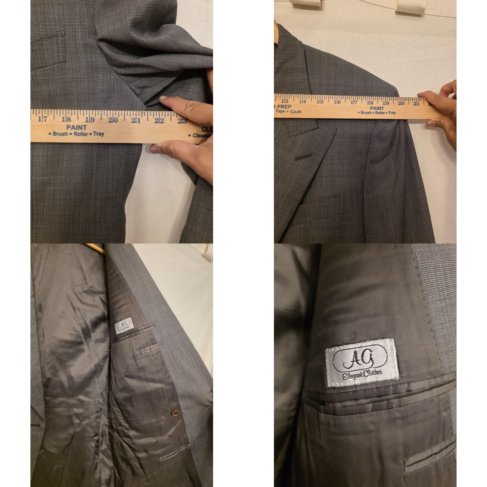 Canali Canali Suit Jacket Mens EU 50R Gray Wool Check Double-Breasted Italy Formal Size 50R - 8 Thumbnail