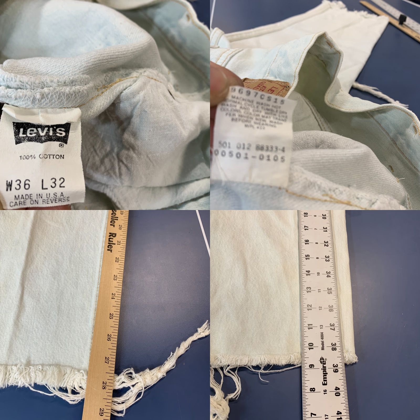 Levi's VINTAGE Levi's 501 Denim White Jeans Men 33x28 Button Fly USA Made Size US 33 - 10 Thumbnail