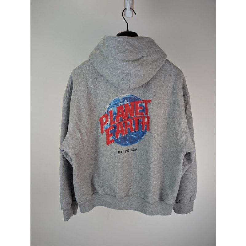 Balenciaga o1rshd1 Q:2 / Planet Earth Molleton Arch Zip-Up Hoodie Grey Size US M / EU 48-50 / 2 - 10 Thumbnail
