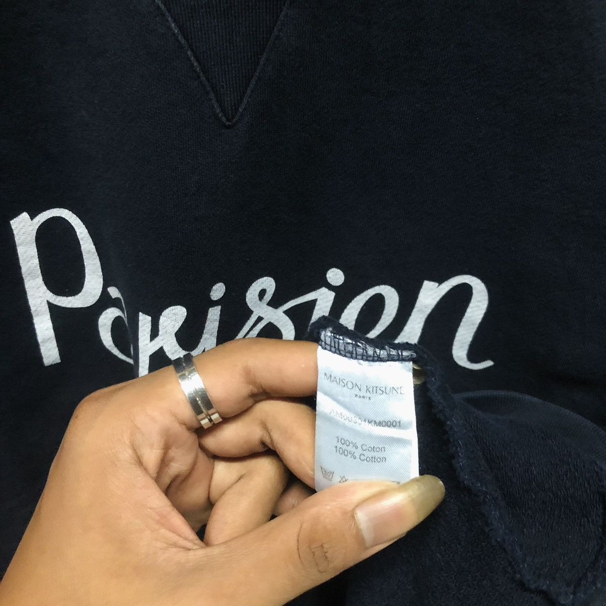 Maison Kitsune Maison Kitsune Parisien Logo Sweatshirt Navy Blue Size US XL / EU 56 / 4 - 4 Thumbnail