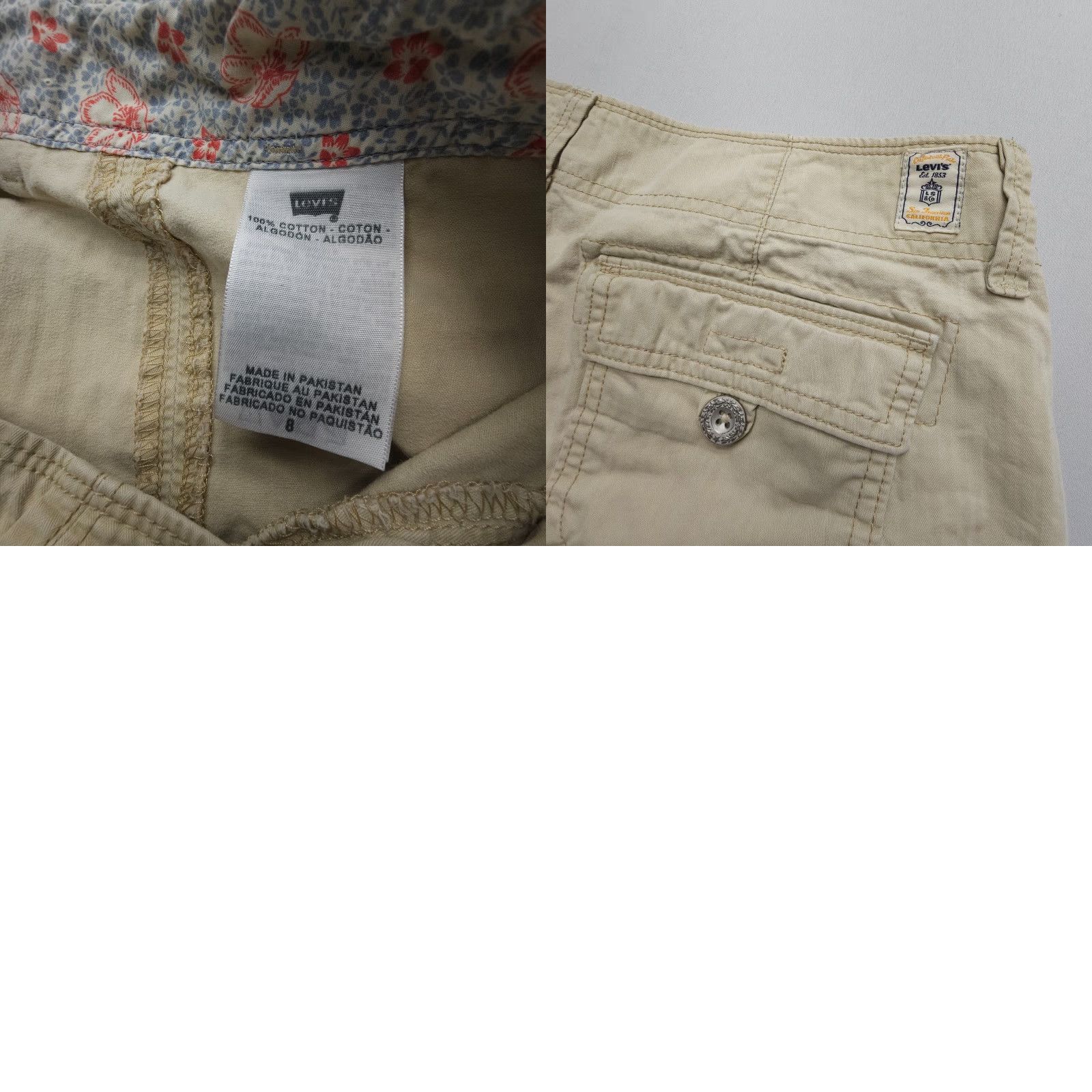 Levi's Levi's Women's Mini Shorts Size 8 Ivory Low Rise 4" Inseam Cotton Casual 2000s Size 30" / US 8 / IT 44 - 8 Thumbnail