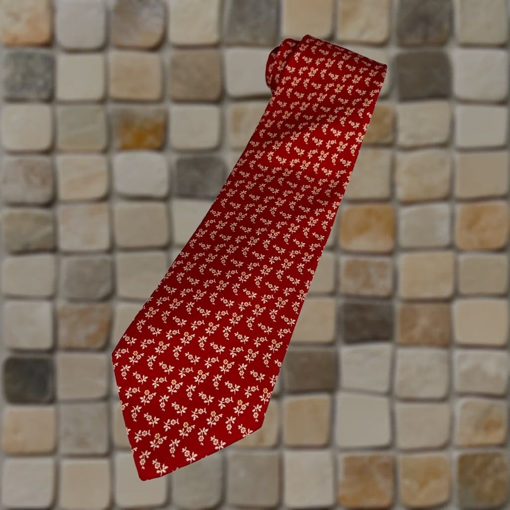 Brooks Brothers VINTAGE Brooks Brothers Makers Silk Tie Floral Hand Made in USA Men’s Tie Wide 57"-60" Red Silk Flower Preppy 3.75" Designer Mens Size ONE SIZE - 1 Thumbnail