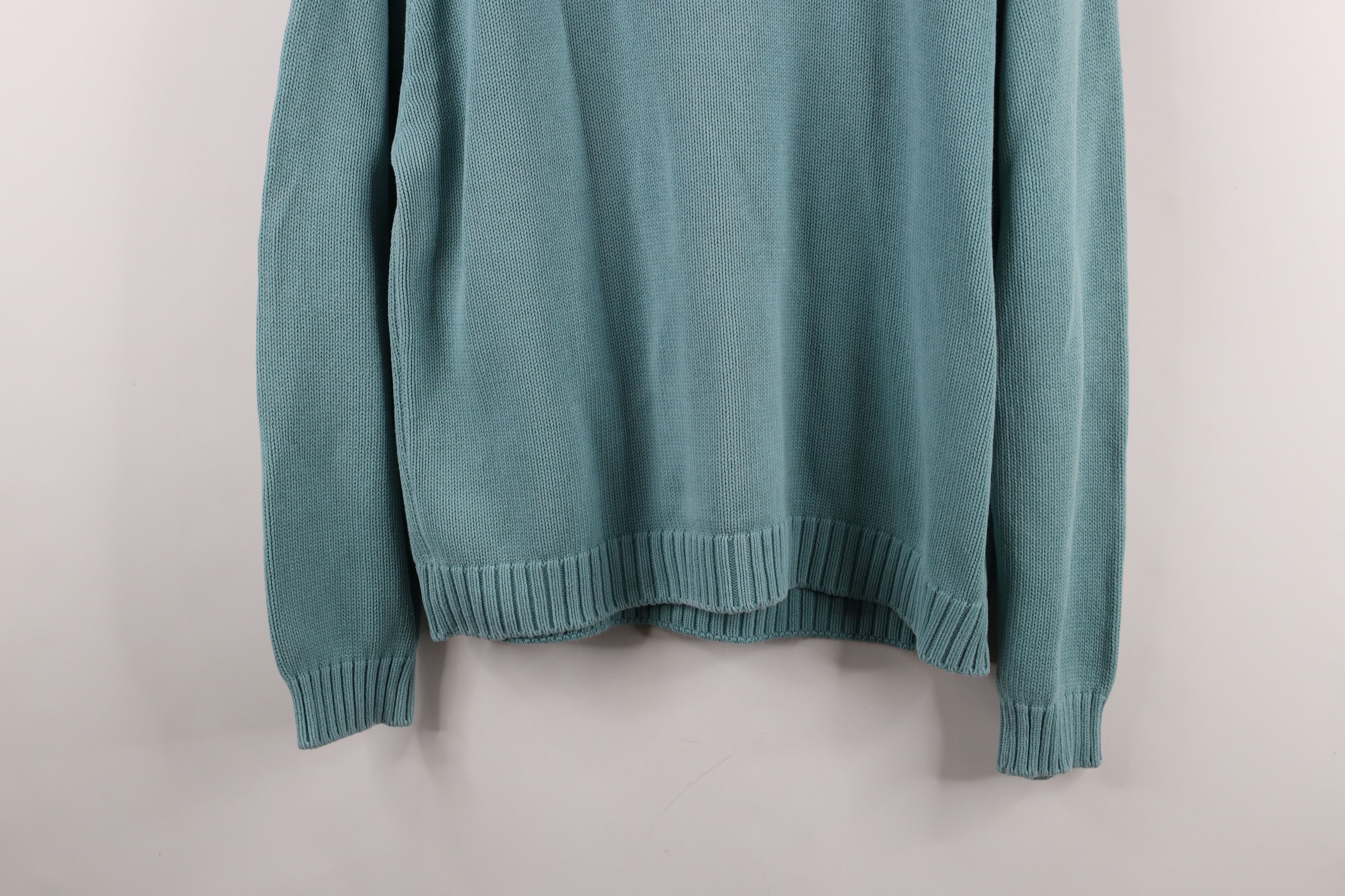 Lands' End × Vintage Vintage 90s Lands End Blank Cotton Knit Sweater Teal USA Size L / US 10 / IT 46 - 3 Thumbnail