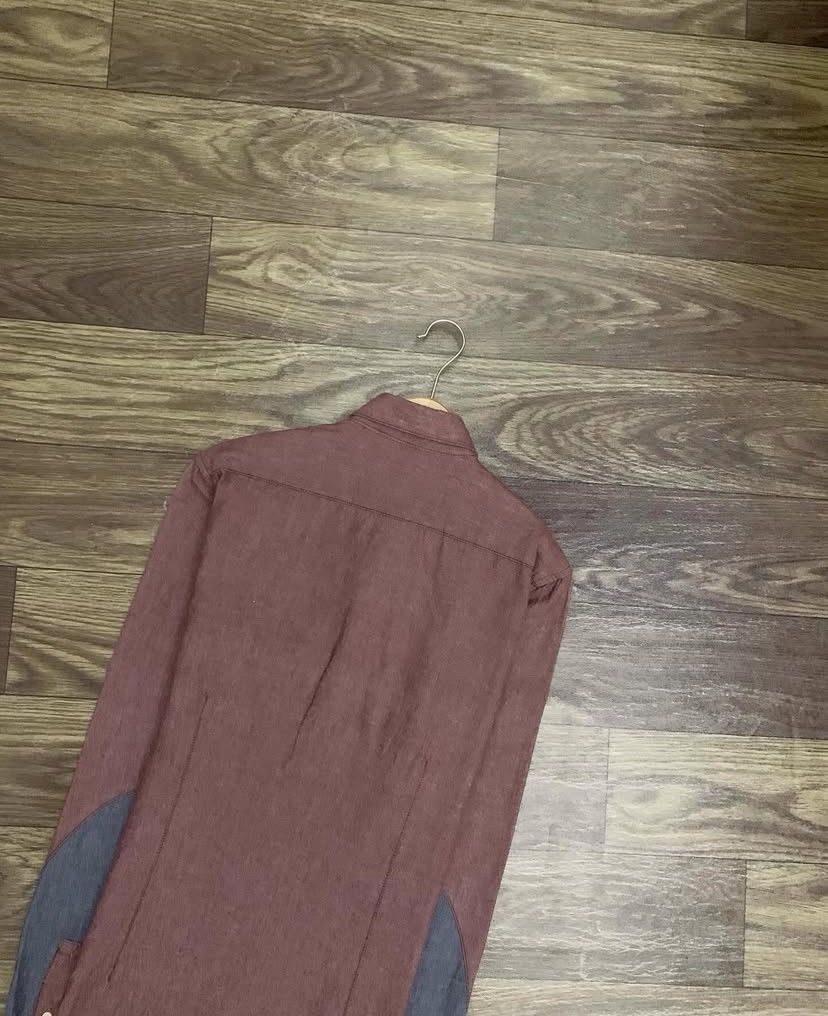 Asos Mens Shirt ASOS Cotton Chambray Burgundy Long Sleeve Size US S / EU 44-46 / 1 - 5 Thumbnail