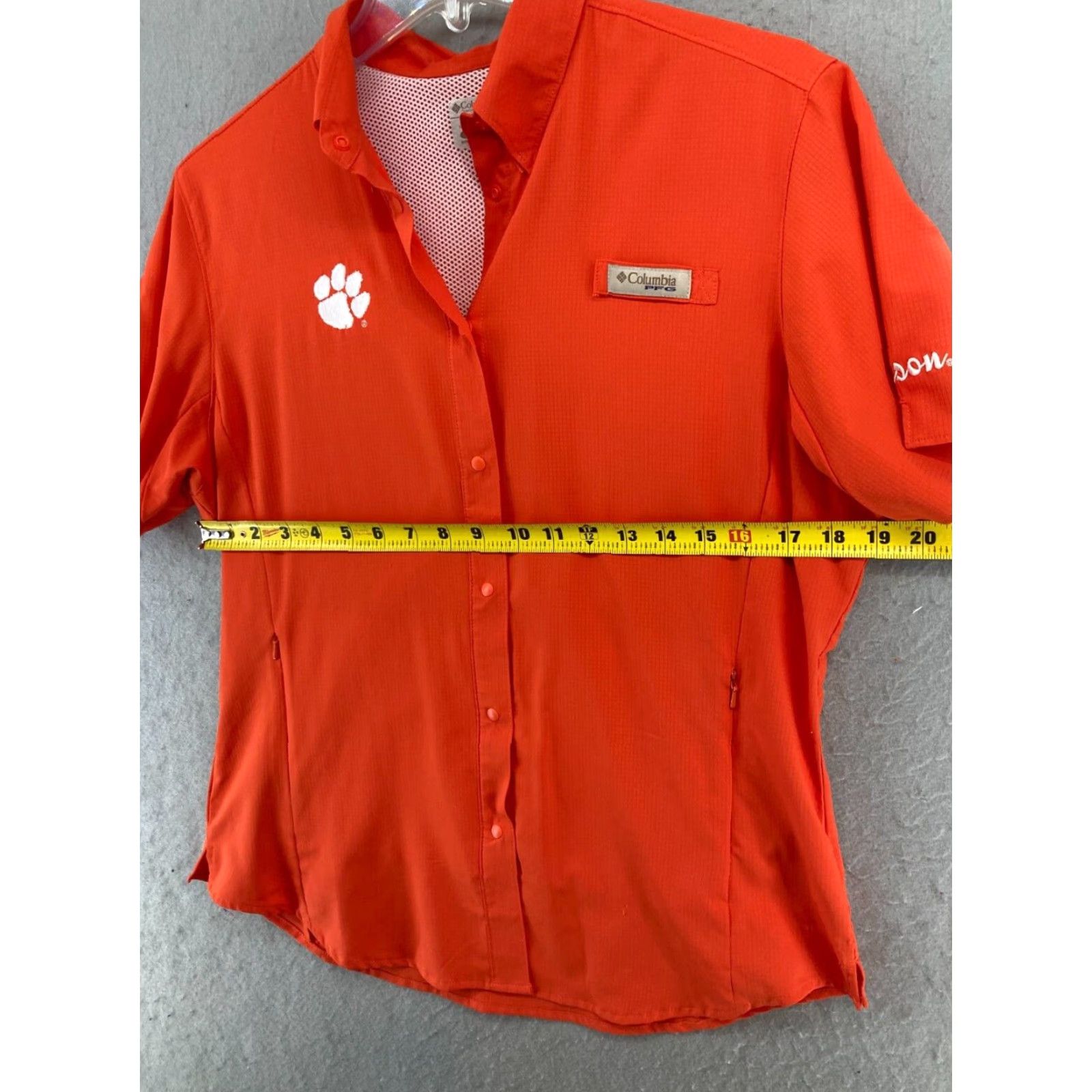 Vintage Columbia Shirt Womens Large Orange PFG Embroidered Vented College Football" Size L / US 10 / IT 46 - 2 Thumbnail