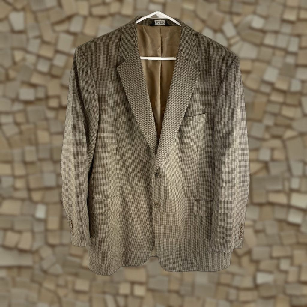 Jos. A. Bank Jos. A. Bank Blazer Jacket, Men's Large, Brown Tan, 100% Wool, Gordon Pea Coat, Suit Coat, Wool, Regular, Business Casual Formal, Jacket, Men Size 42R - 1 Thumbnail