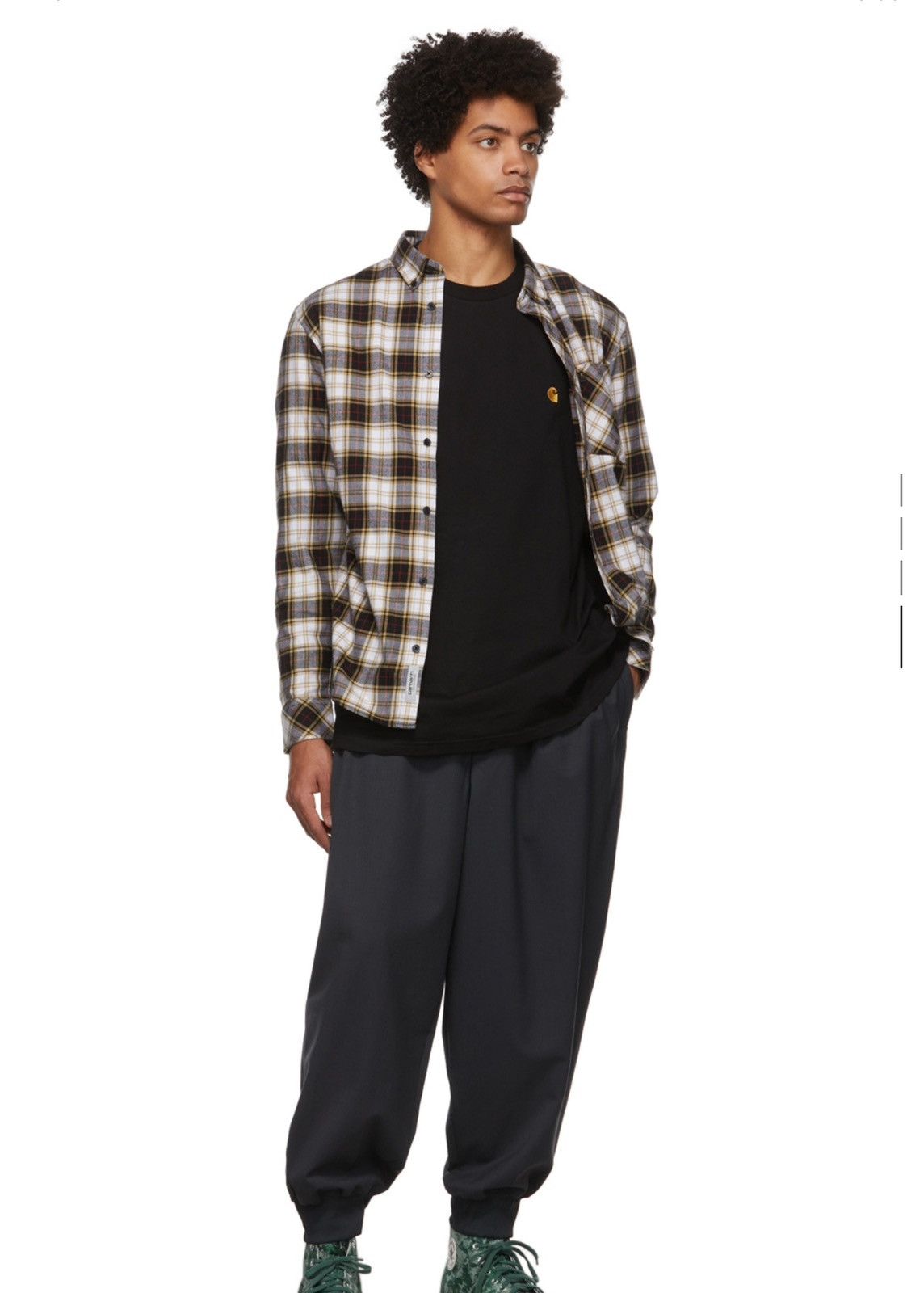 Carhartt × Carhartt Wip × Vintage Carhartt Work In Progress Black Irvin Check Flannel Shirt Size US L / EU 52-54 / 3 - 3 Thumbnail