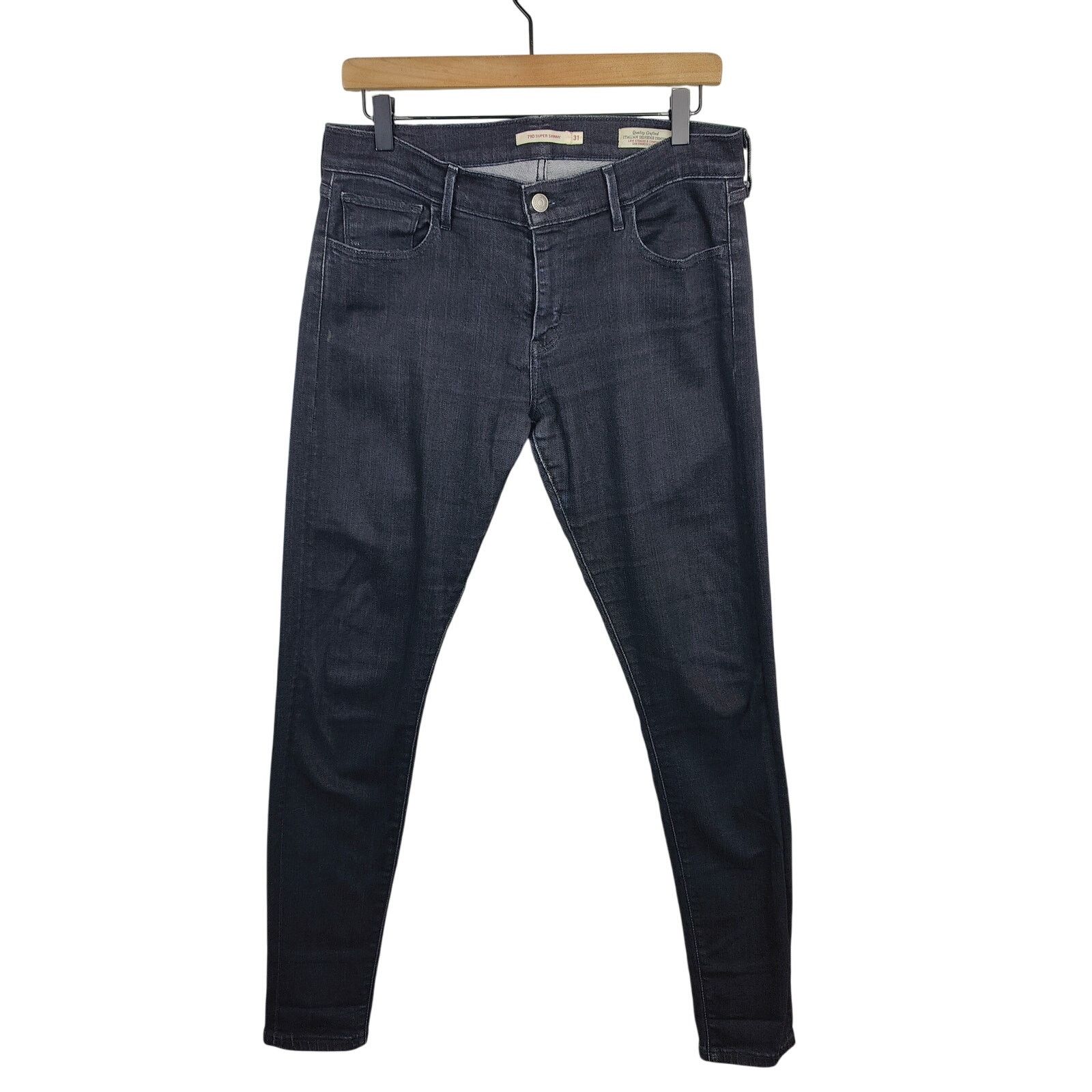 Levi's Levis Selvedge Jeans Mens 31 Dark Wash 710 Super Skinny Size US 31 - 1 Thumbnail