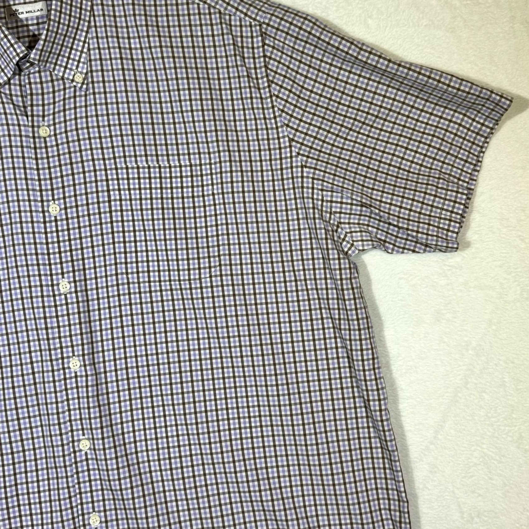 Peter Millar VINTAGE Peter Millar Shirt Mens 2XL Purple Brown Check Plaid Button Down Short Sleeve Size US XXL / EU 58 / 5 - 5 Thumbnail