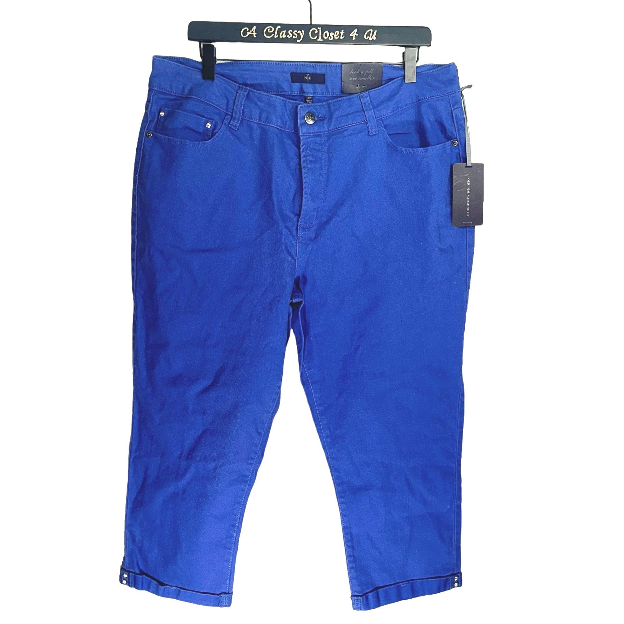 NYDJ NYDJ Women's Cotton Blue Studded Capri Jeans Size 16W Blue Size 38" / US 16 / IT 52 - 1 Thumbnail