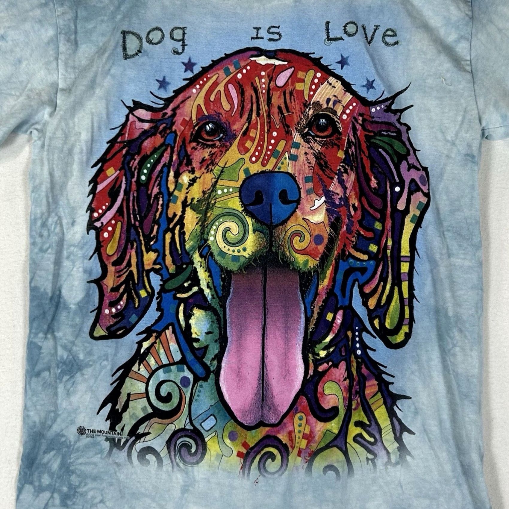The Mountain The Mountain Tie Dye Short Sleeve Graphic Tee Unisex Medium Blue Psychedelic Dog Size US 31 - 2 Thumbnail
