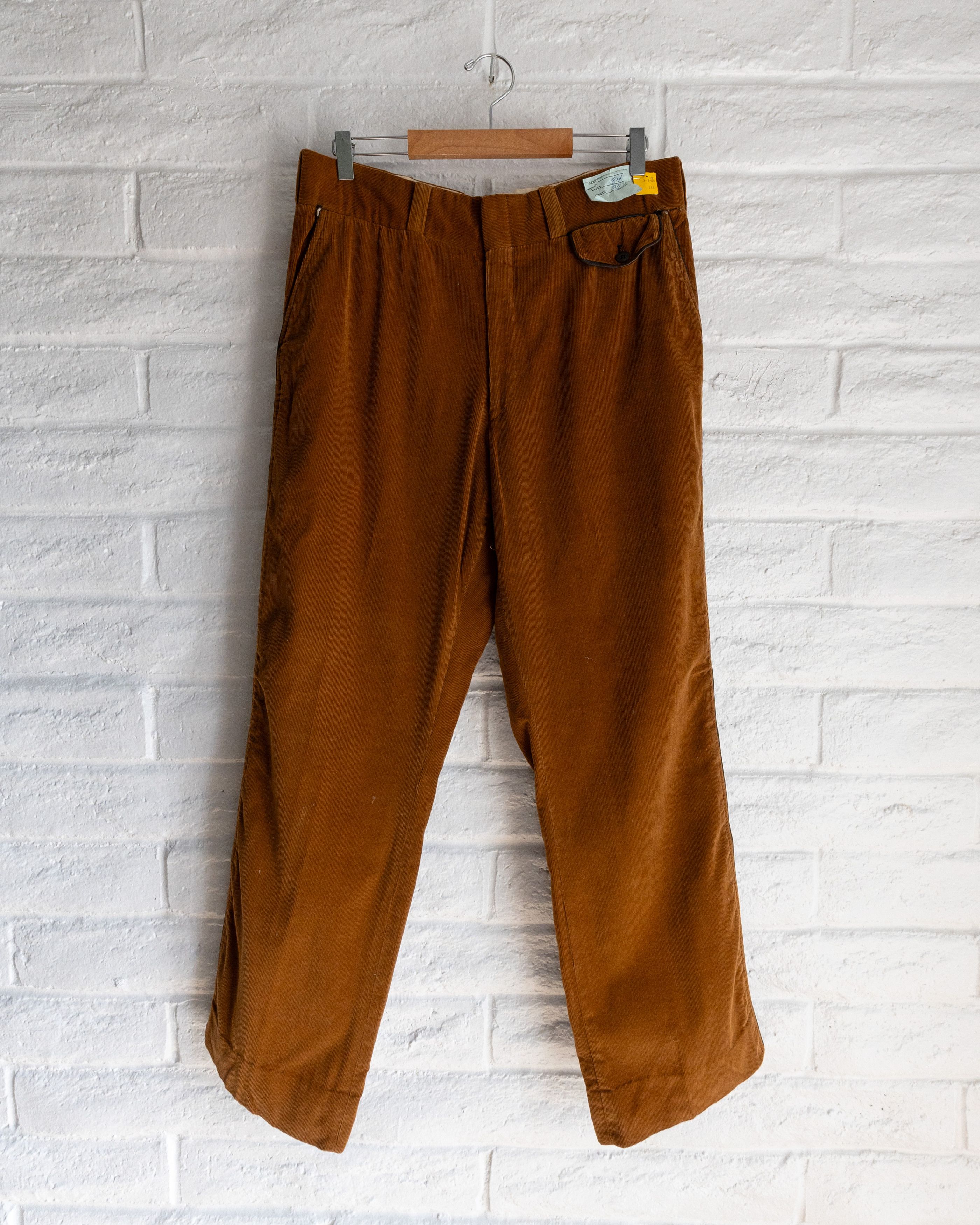 Vintage Vintage 1970s Brown Corduroy Trouser Pants Leather Trim Size US 34 / EU 50 - 1 Thumbnail